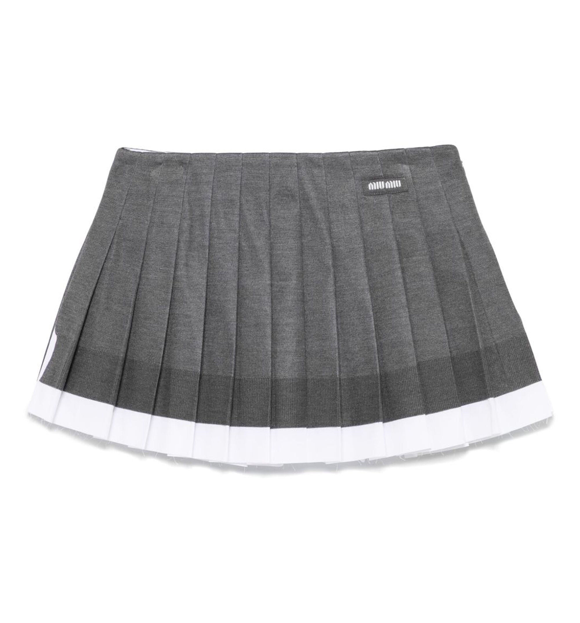 Knit and Poplin Pleated Mini Skirt