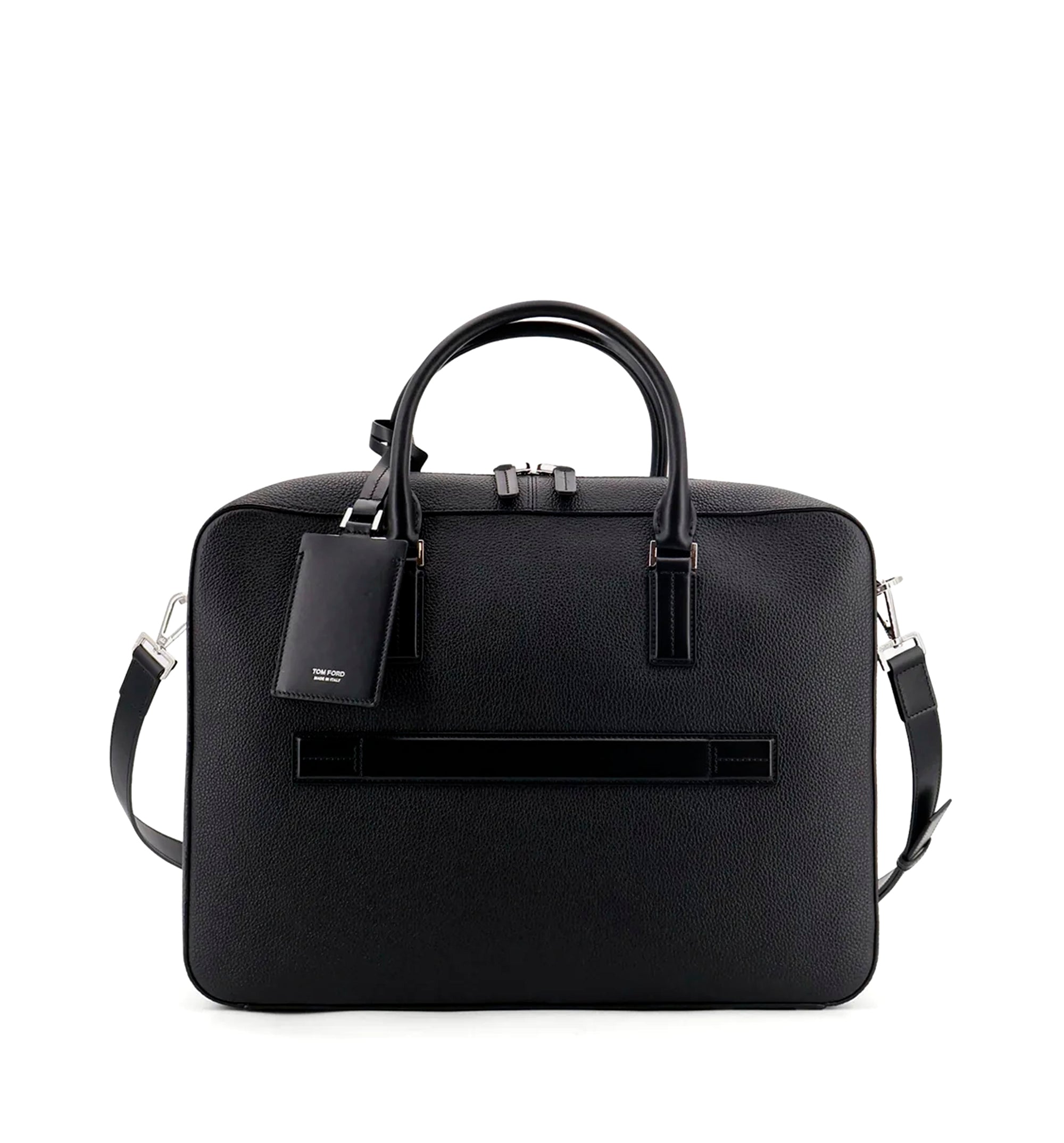 Leather work bag with front lettering logo