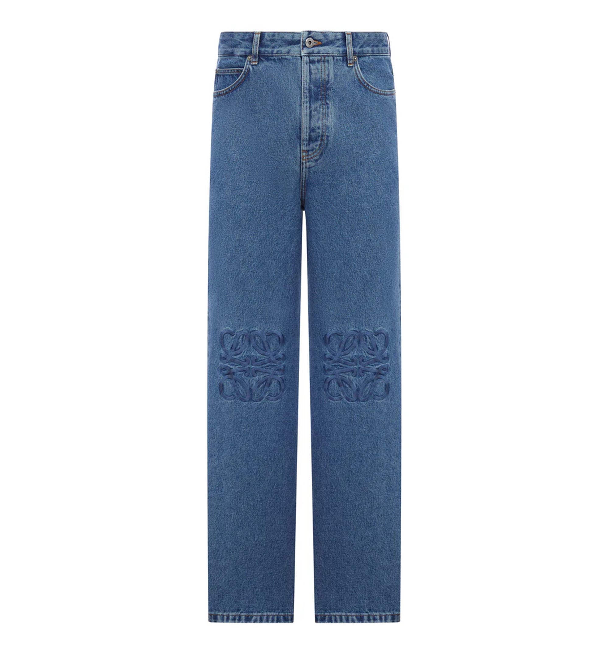 Anagram-Embroidered Baggy Jeans