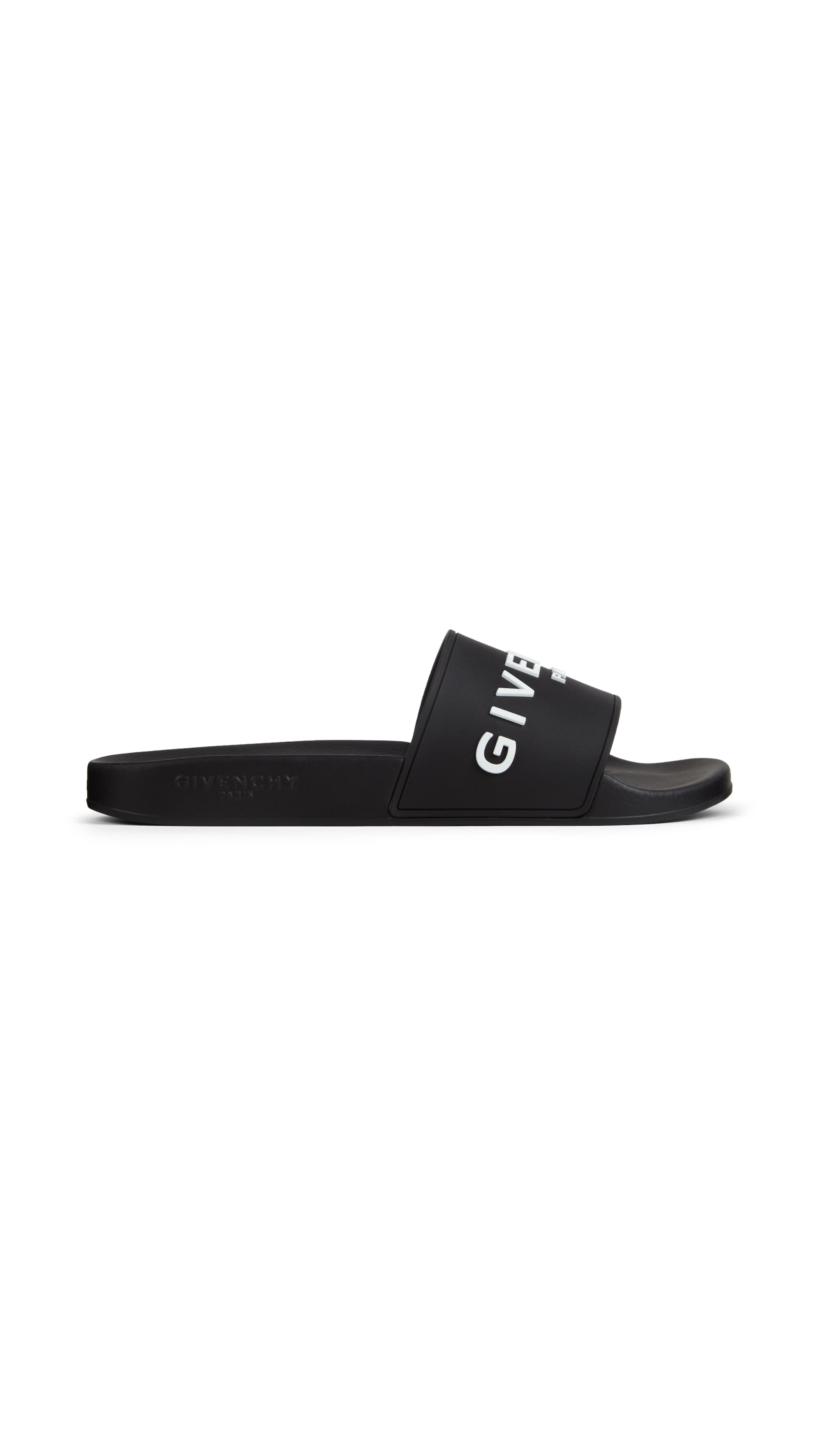 Slide Flat Sandals in Rubber - Black