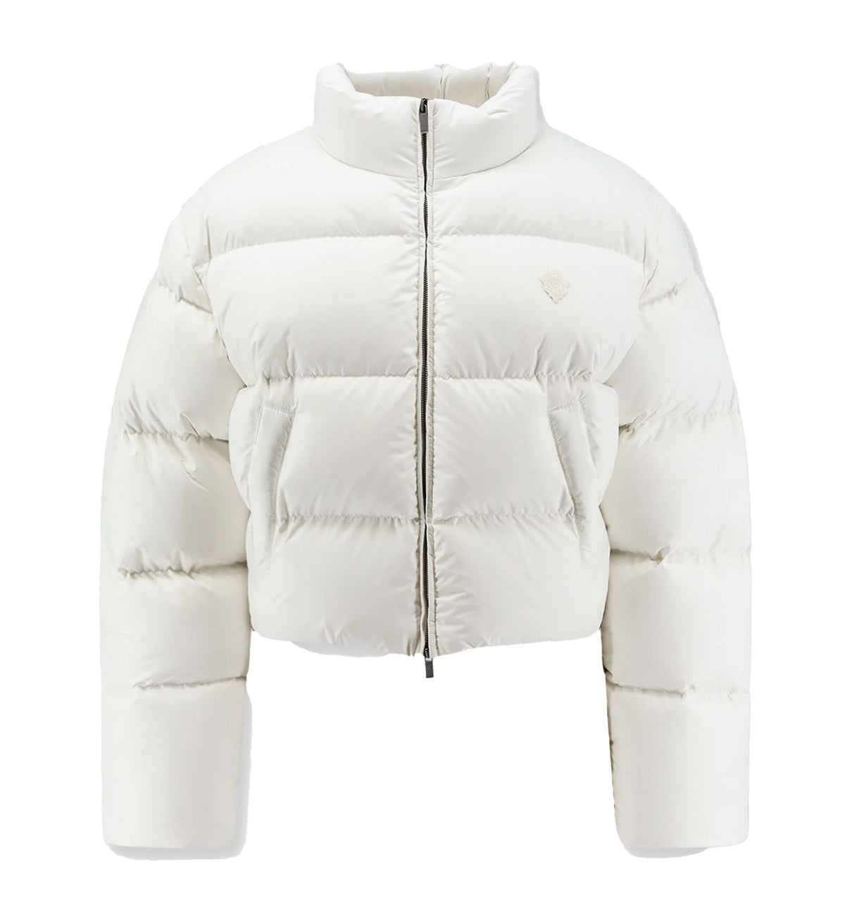 Crop Fit down jacket with crest