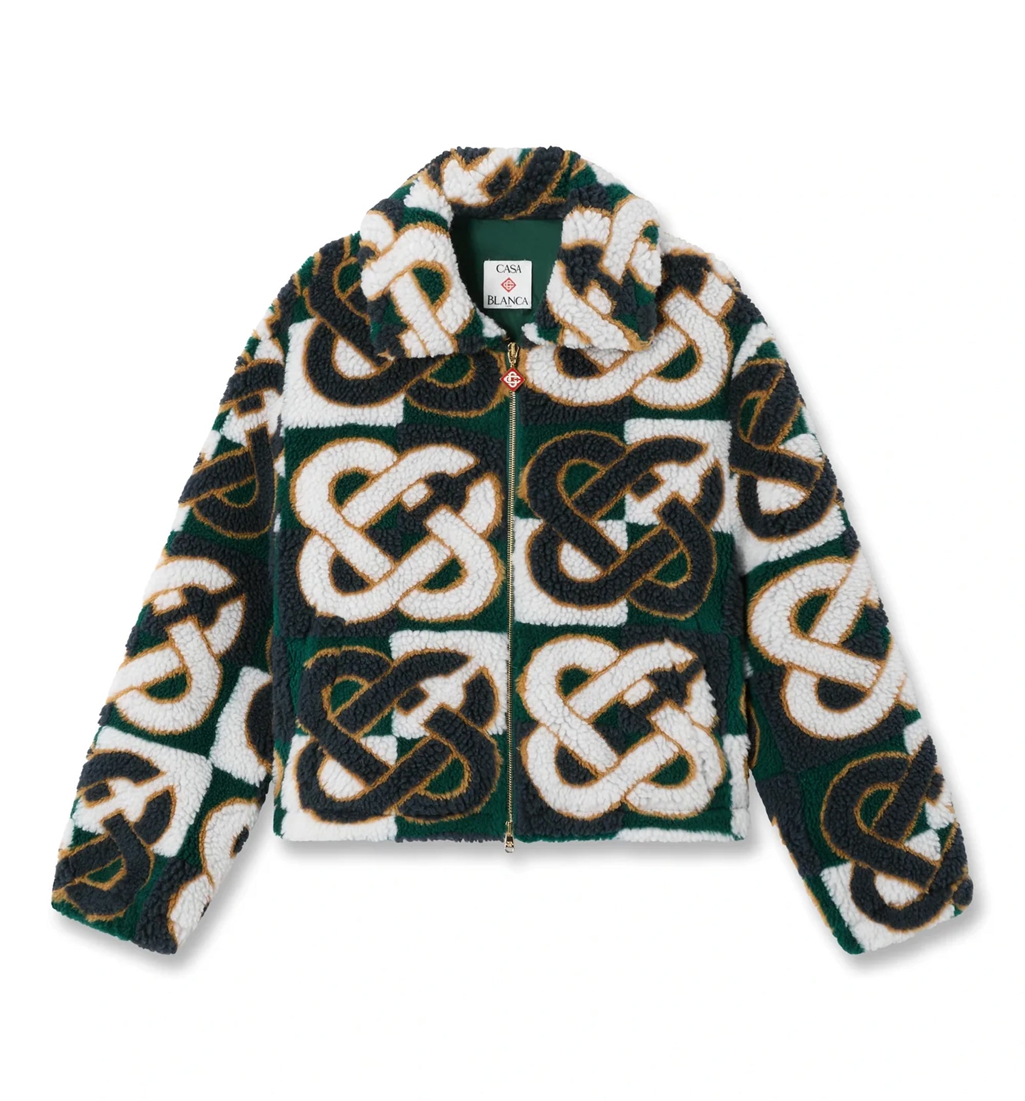 Green & Navy Check Monogram Fleece Jacket
