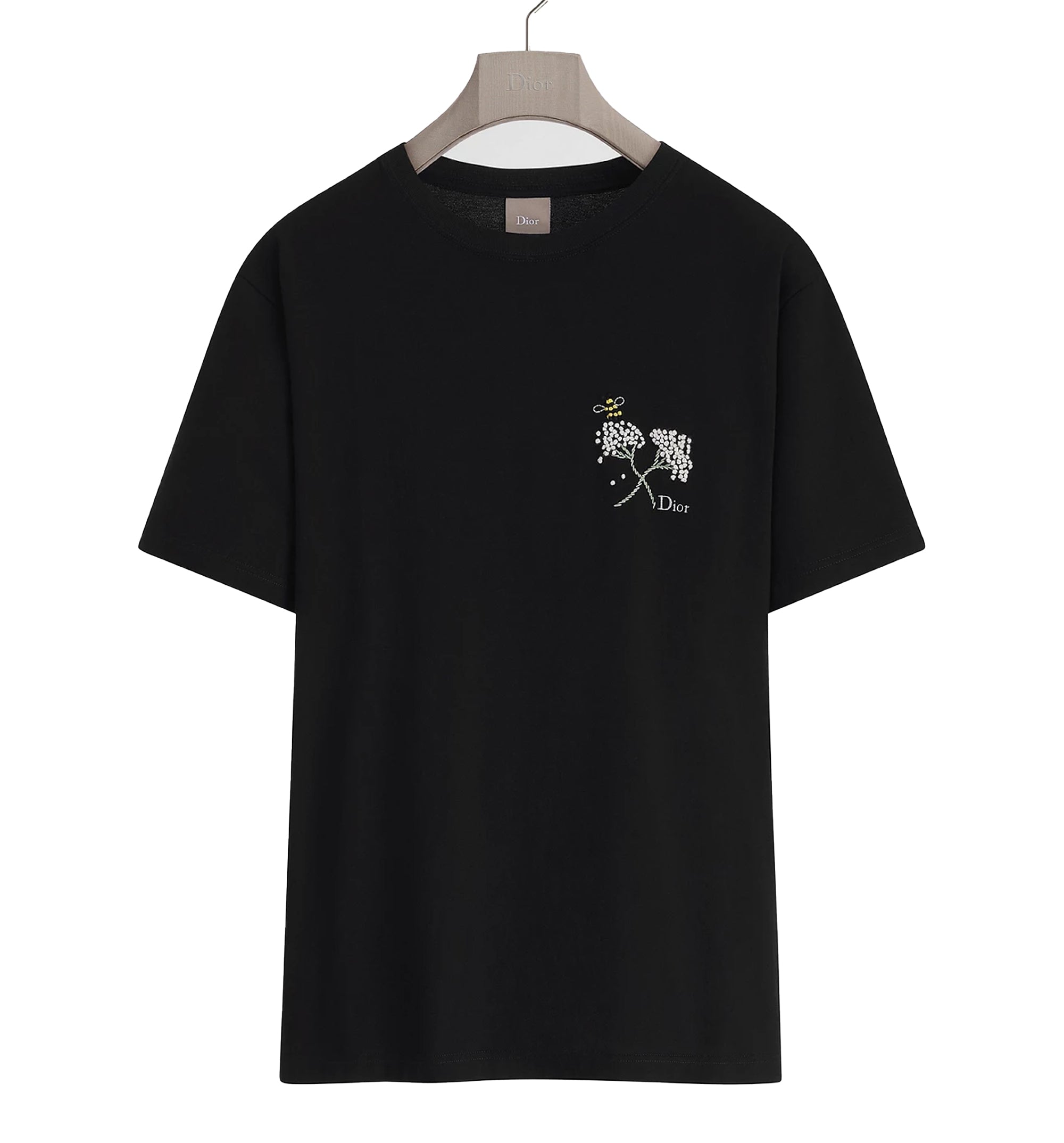 T-Shirt with Dior Flower Bee Embroidery, Relaxed Fit