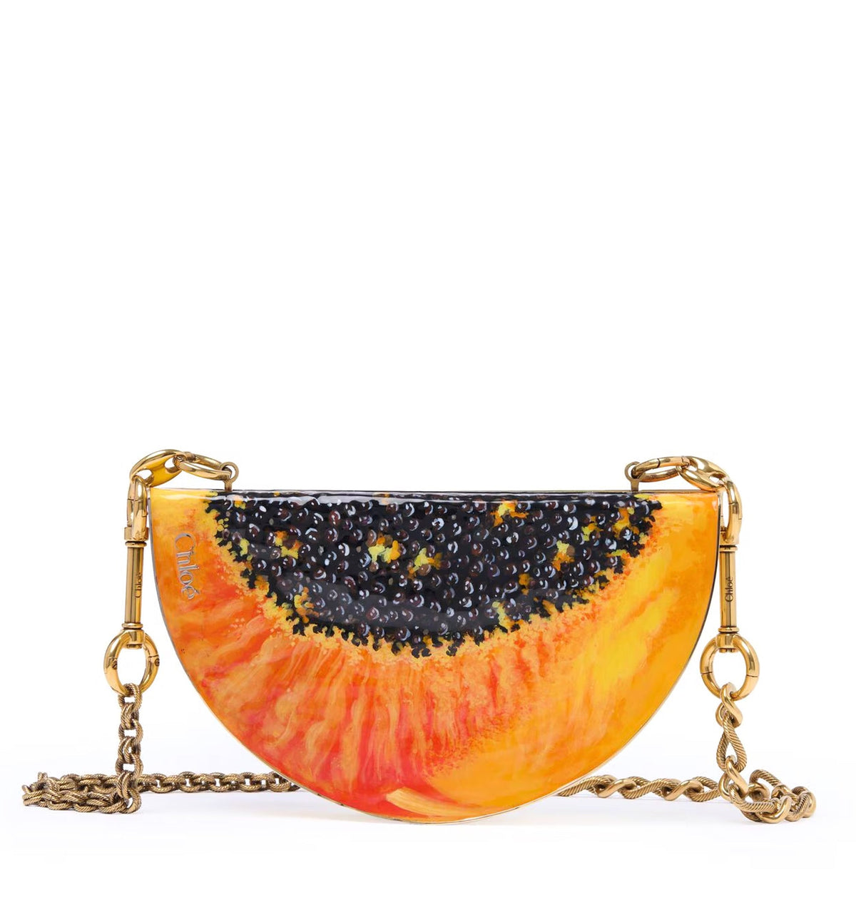 Chloé Tropicus papaya minaudière in brass