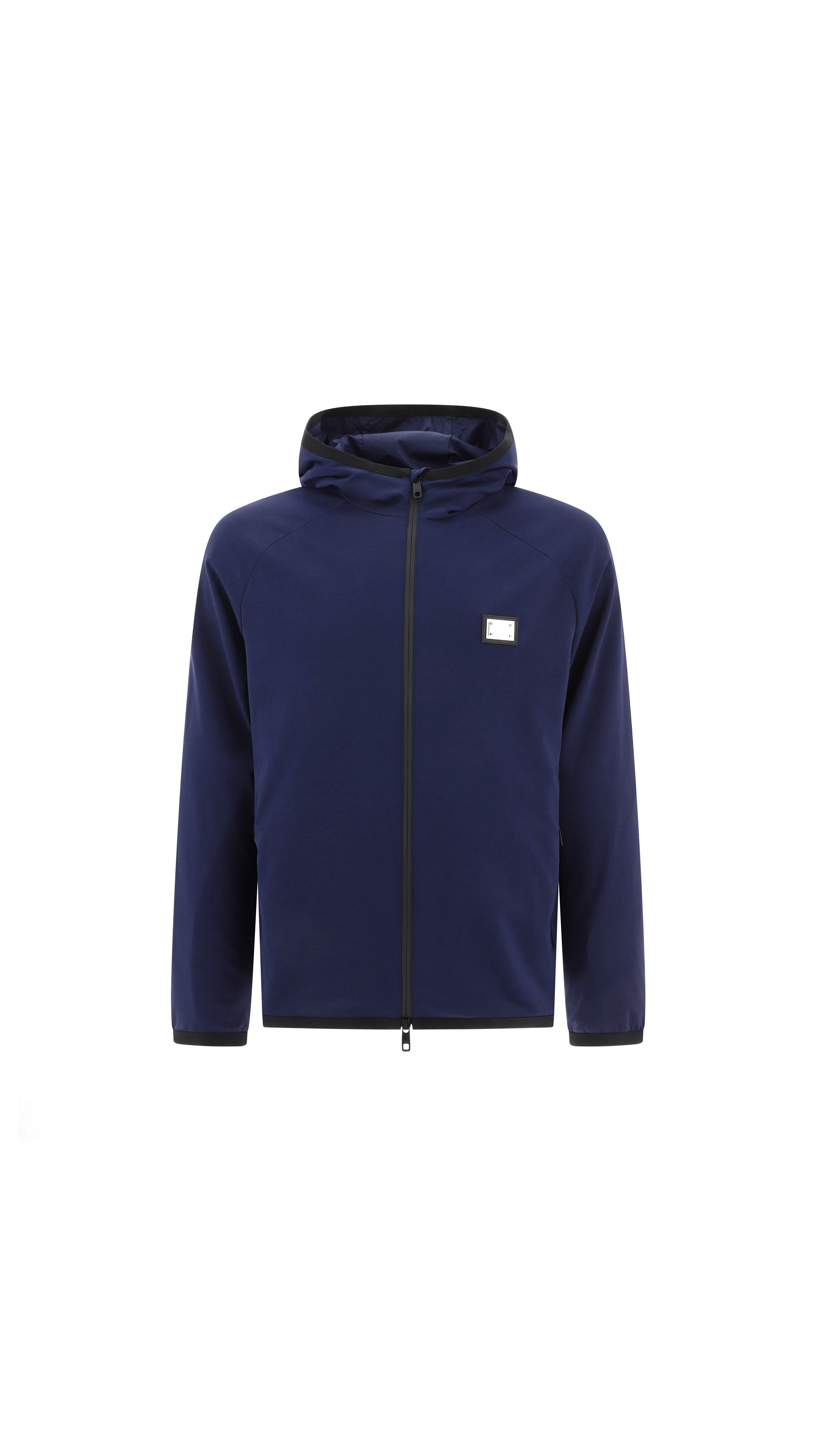 Jersey Jacket With Hood - Blue