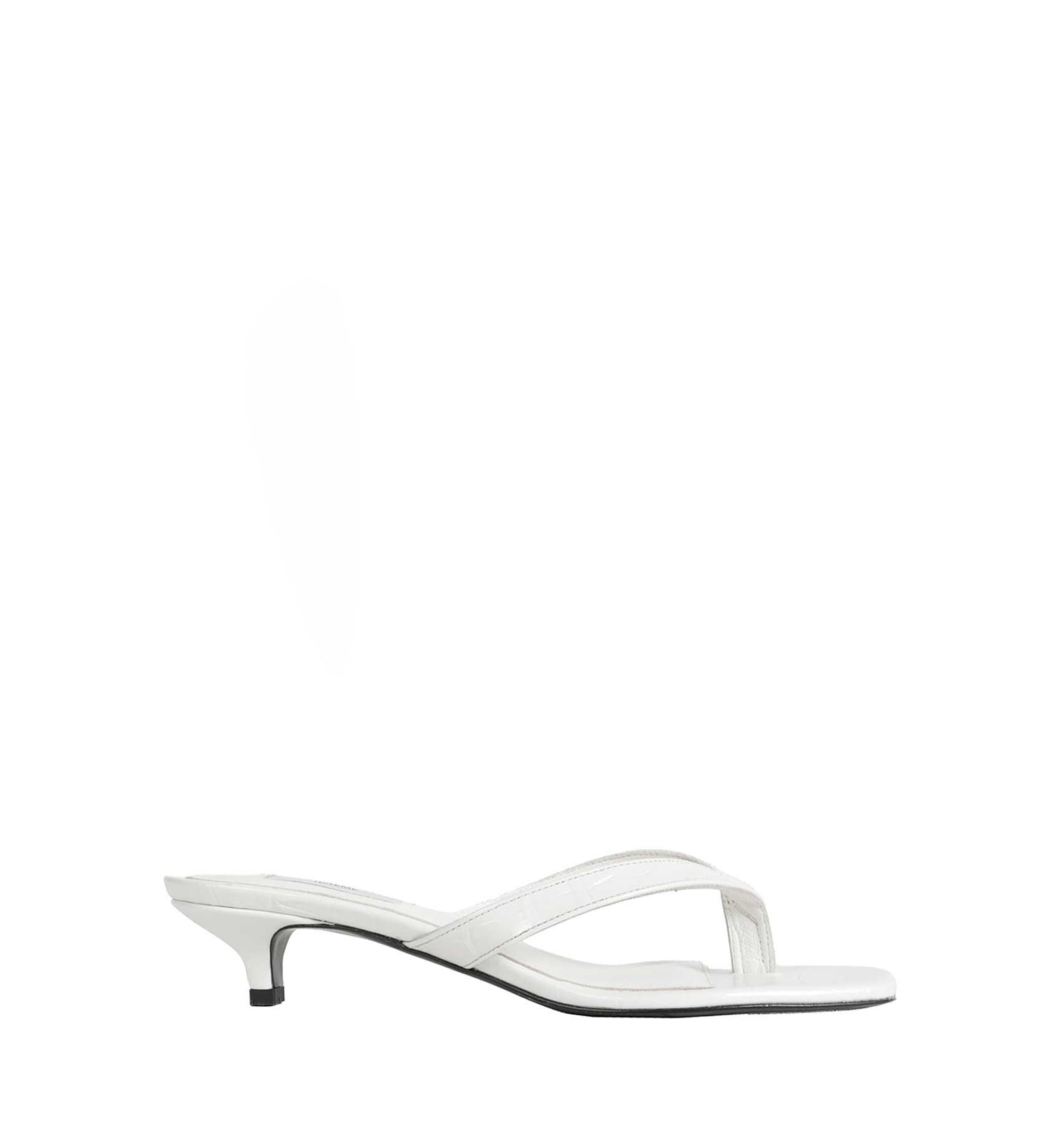 Croco-Embossed Heeled Flip Flops