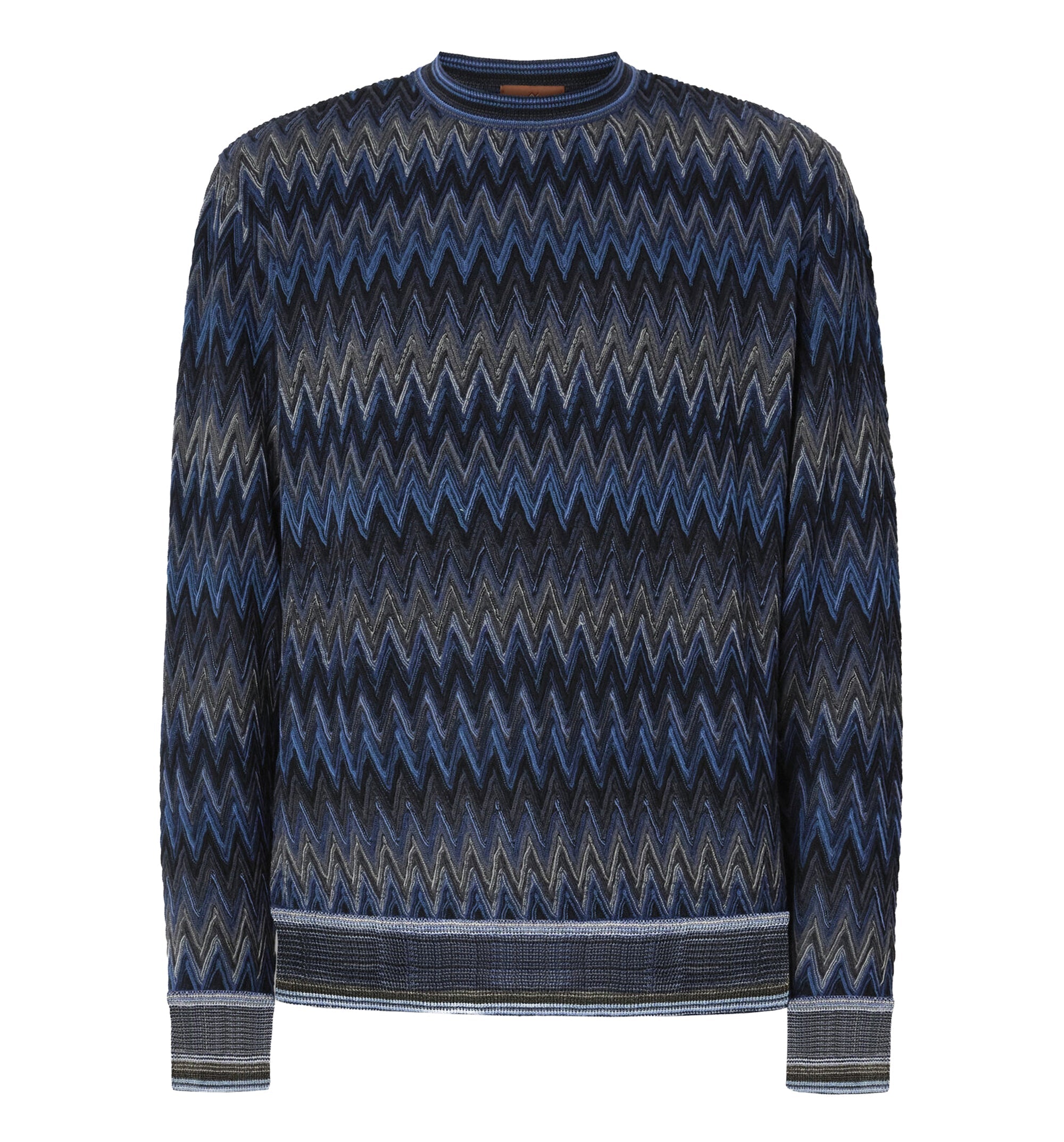 Crew Neck Sweater With 3D Zigzag Pattern