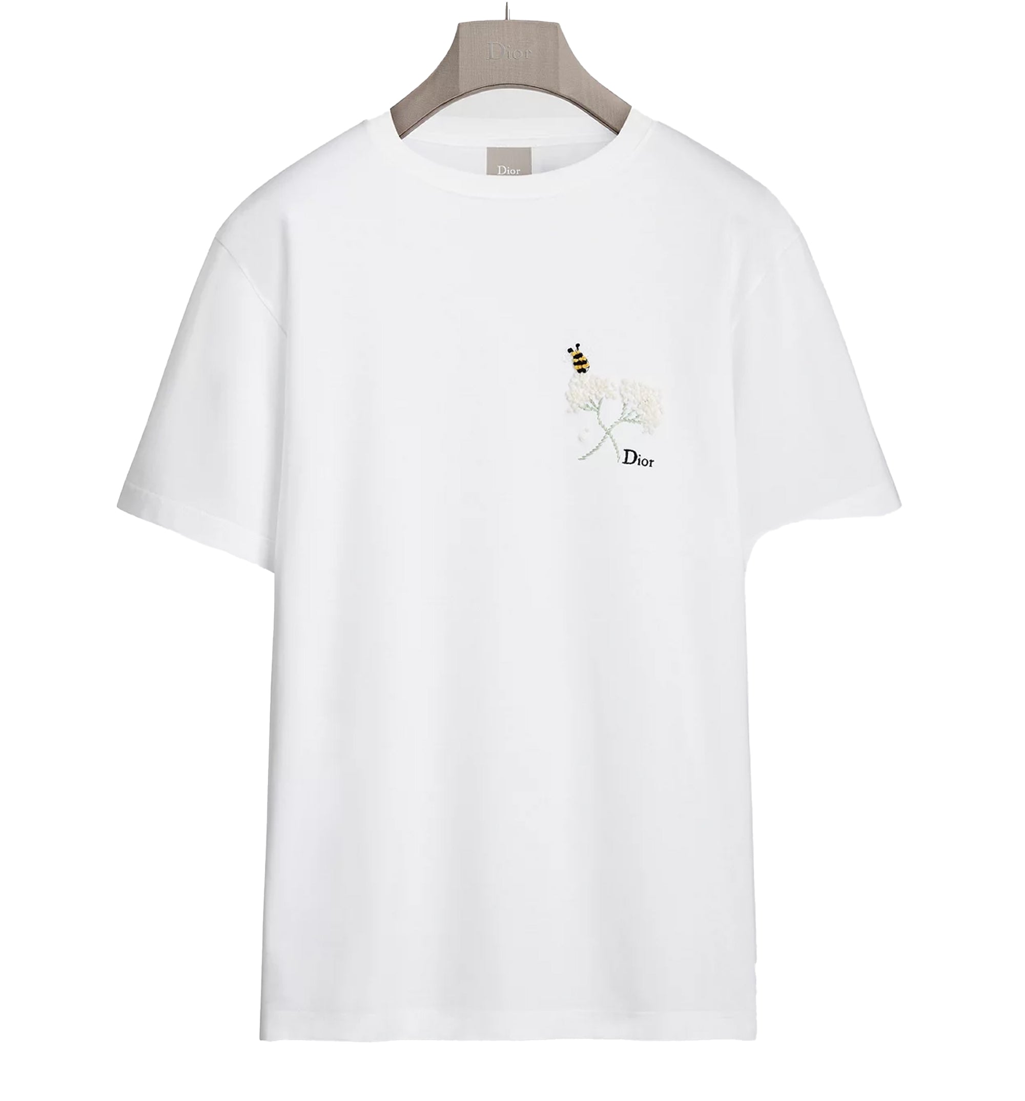 T-Shirt with Dior Flower Bee Embroidery, Relaxed Fit