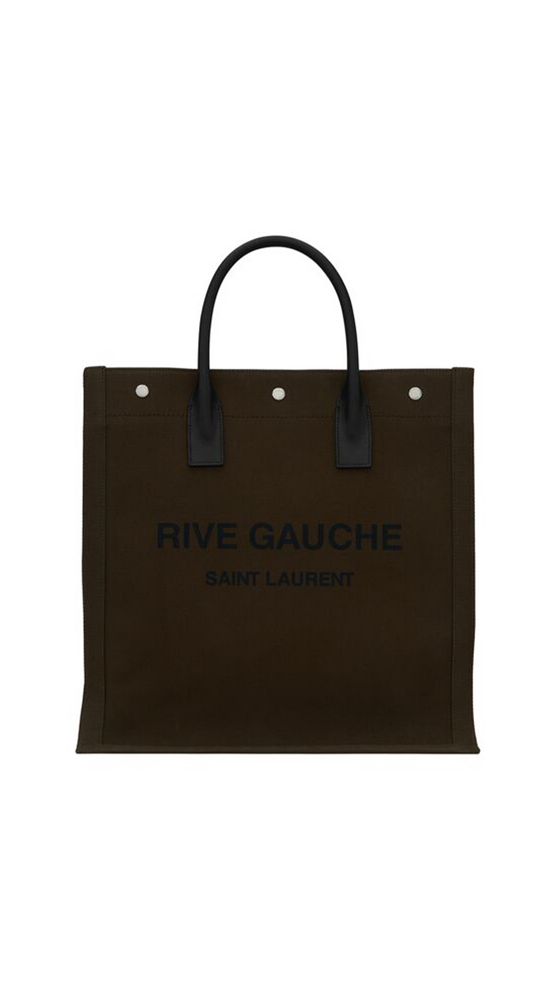 Saint Laurent - Black, Gray & Brown Canvas Rive Gauche Tote Bag