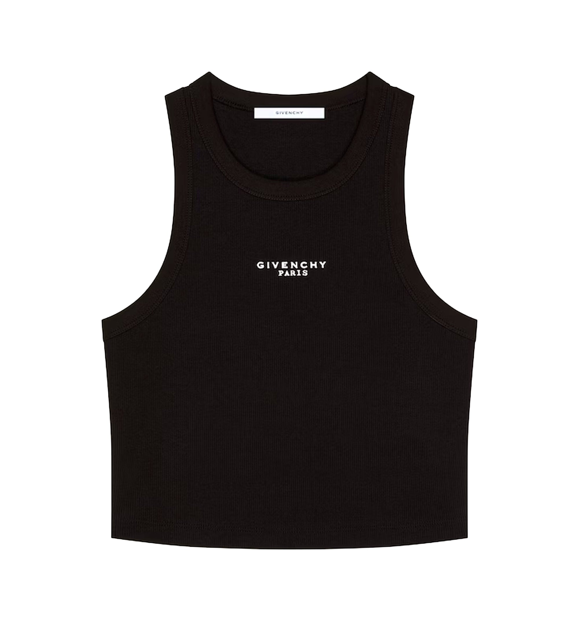 Cropped tank top in cotton with GIVENCHY Paris print