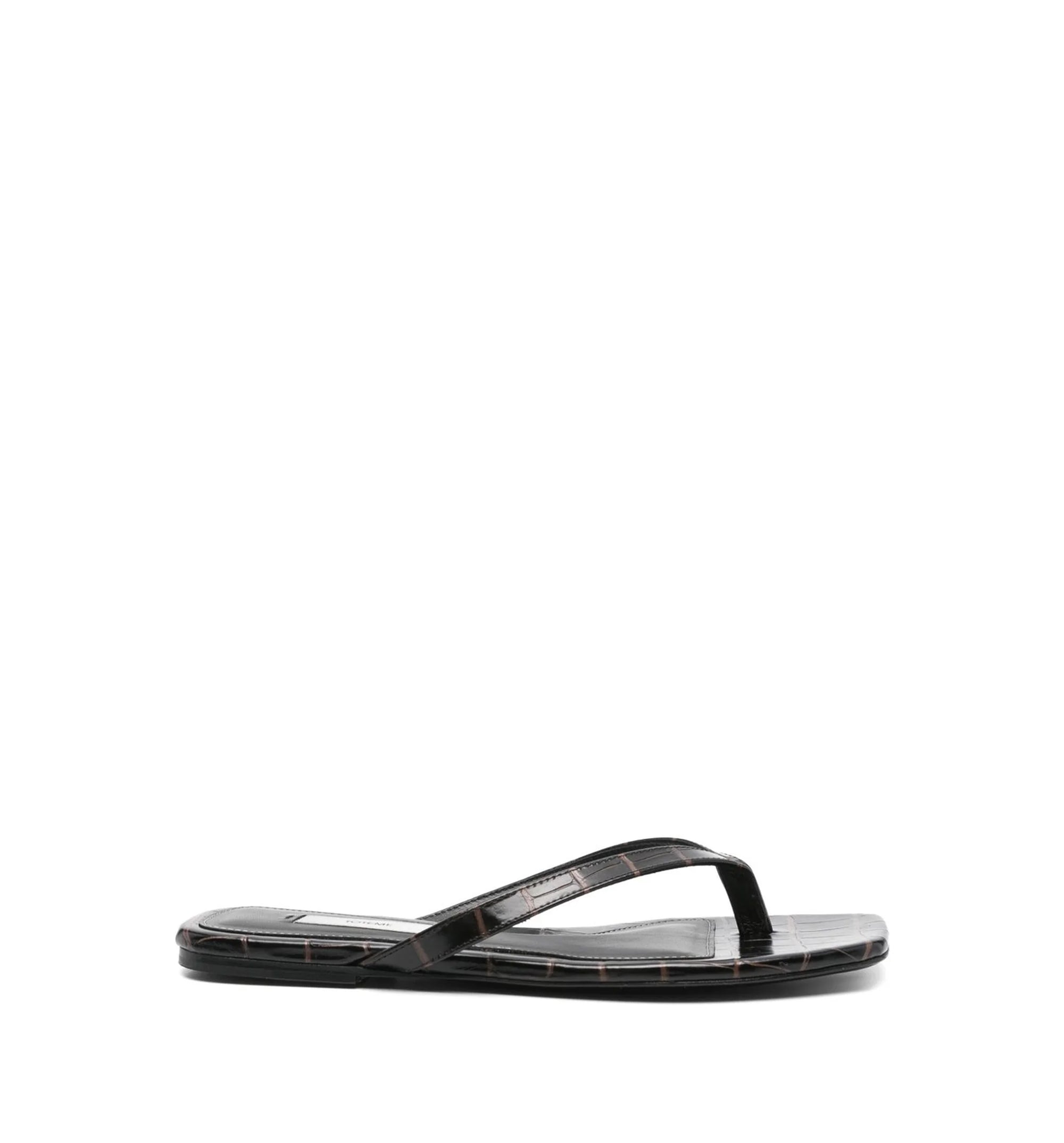 Croco-Embossed Flip Flops
