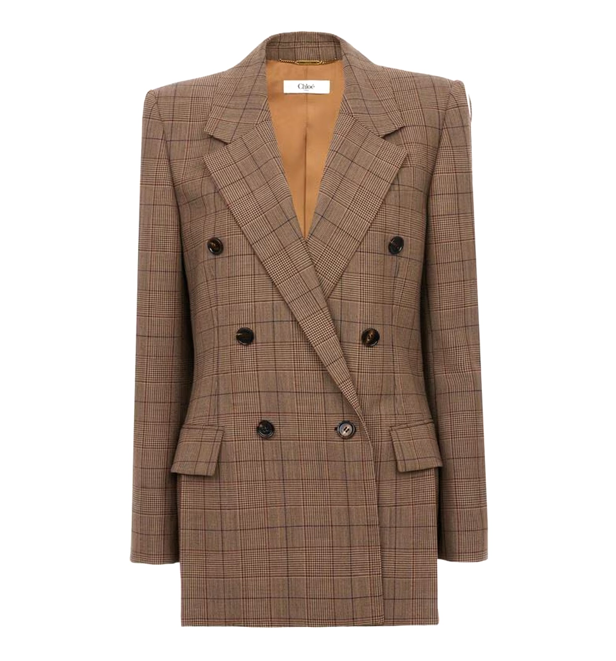 Double-breasted tailored jacket in check wool