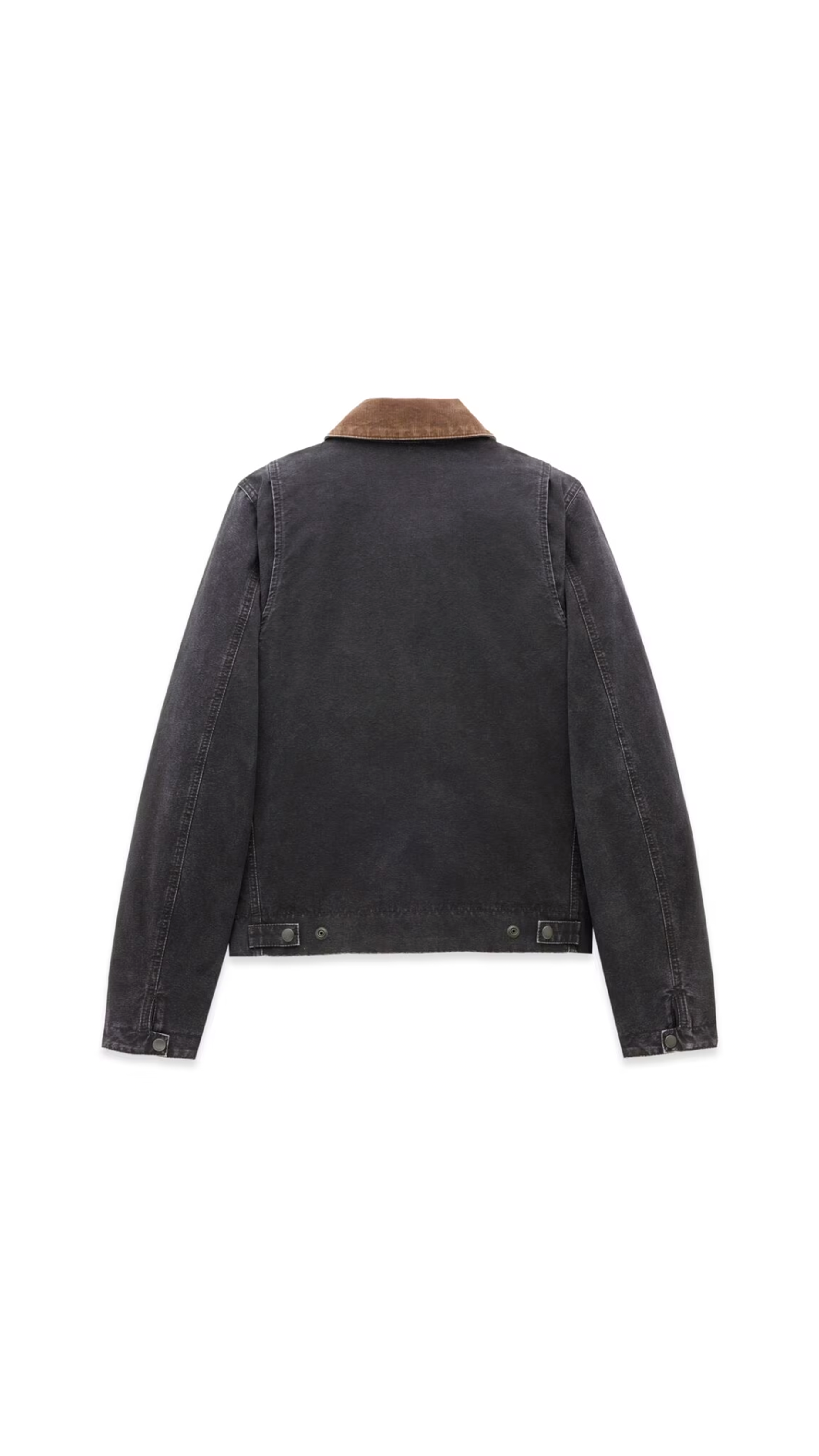 Work Jacket in Cotton Canvas and Corduroy - Black