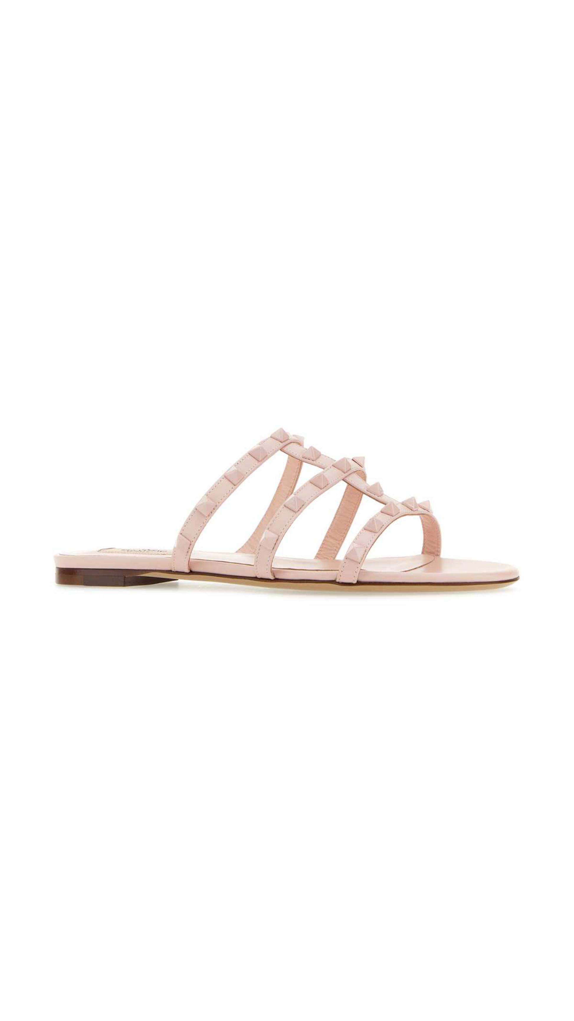 Rockstud Flat Slide Sandal with Tonal Studs - Rose Pink – Amuze