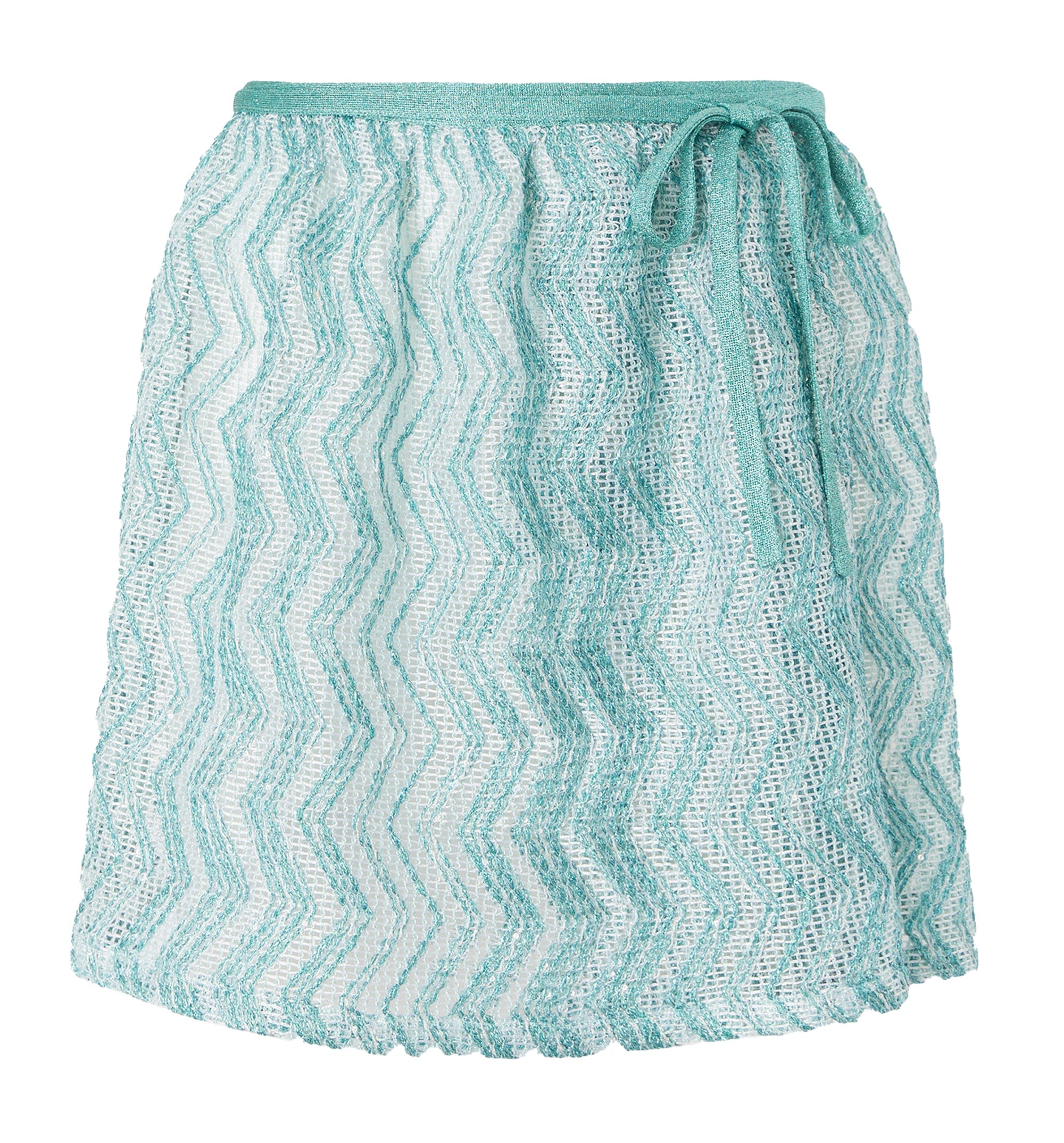 Zigzag Mesh Pareo Mini Skirt With Sequins