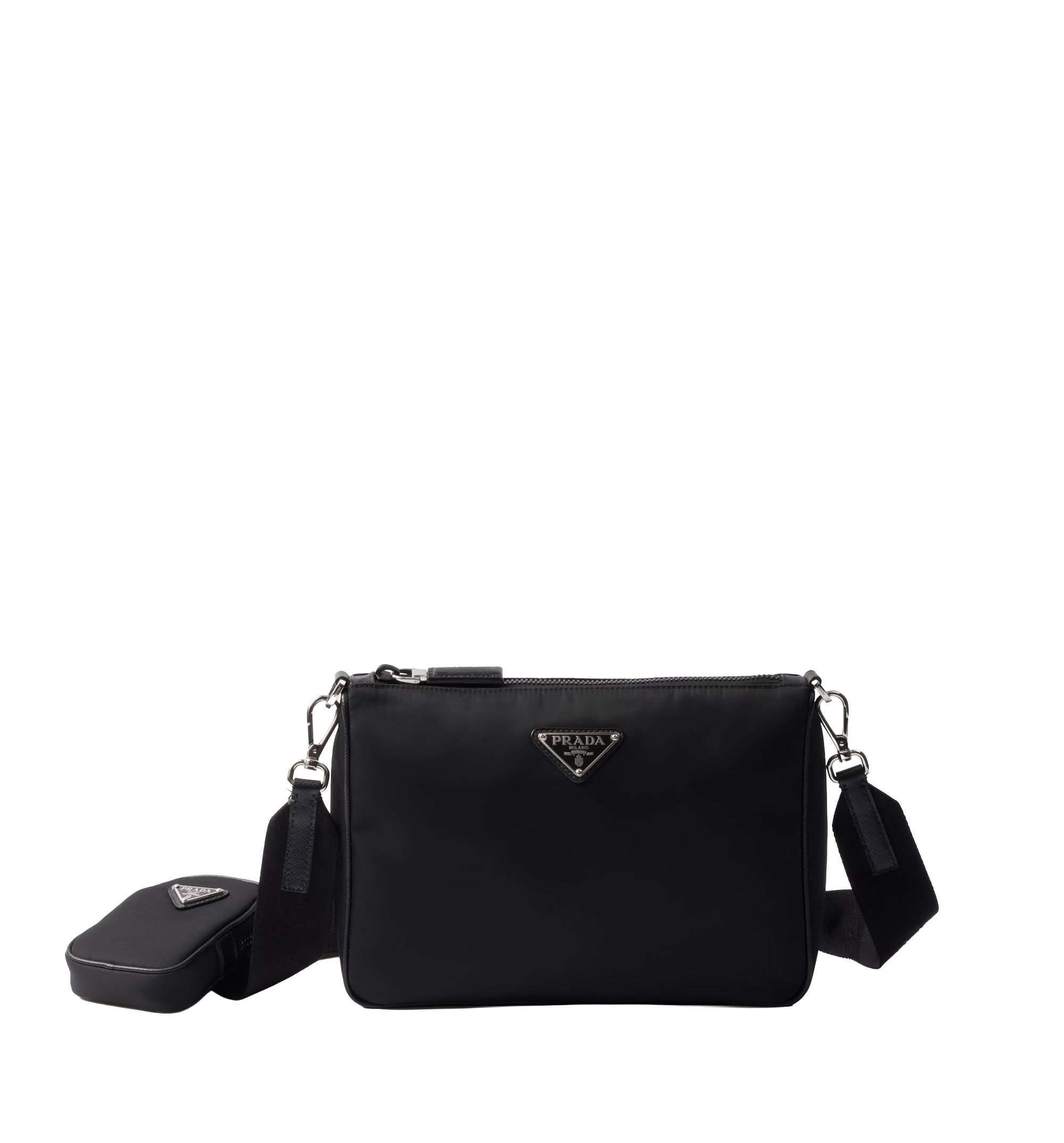 Re-Nylon And Saffiano Leather Crossbody Bag