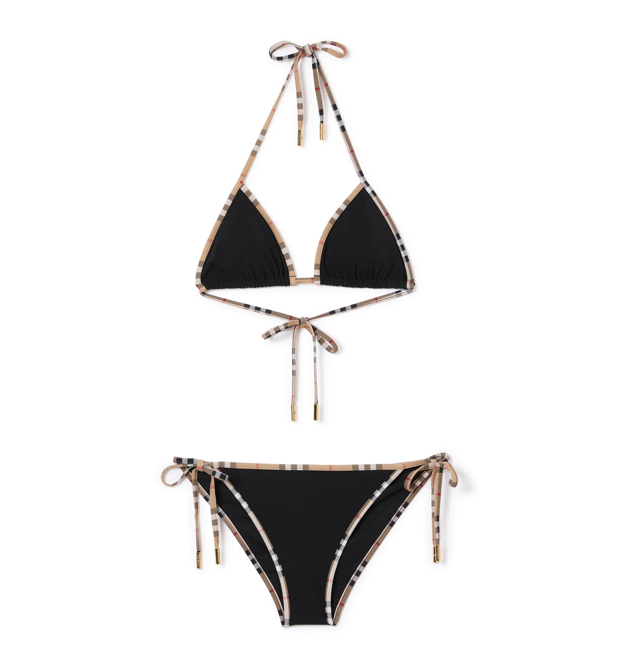 Check-Trim Halterneck Two-Piece Bikini