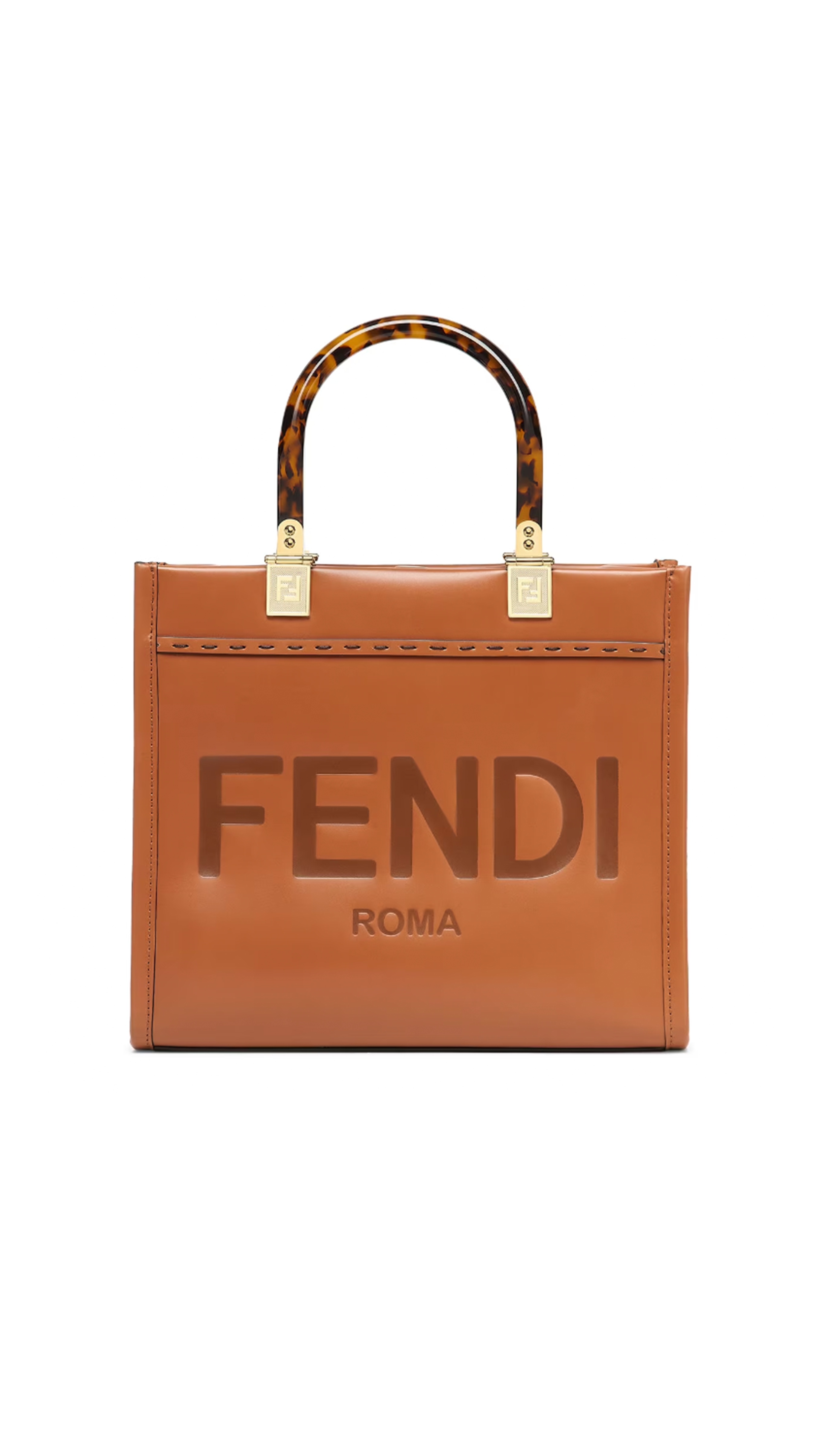 Fendi Sunshine Small Leather Shopper - Brown