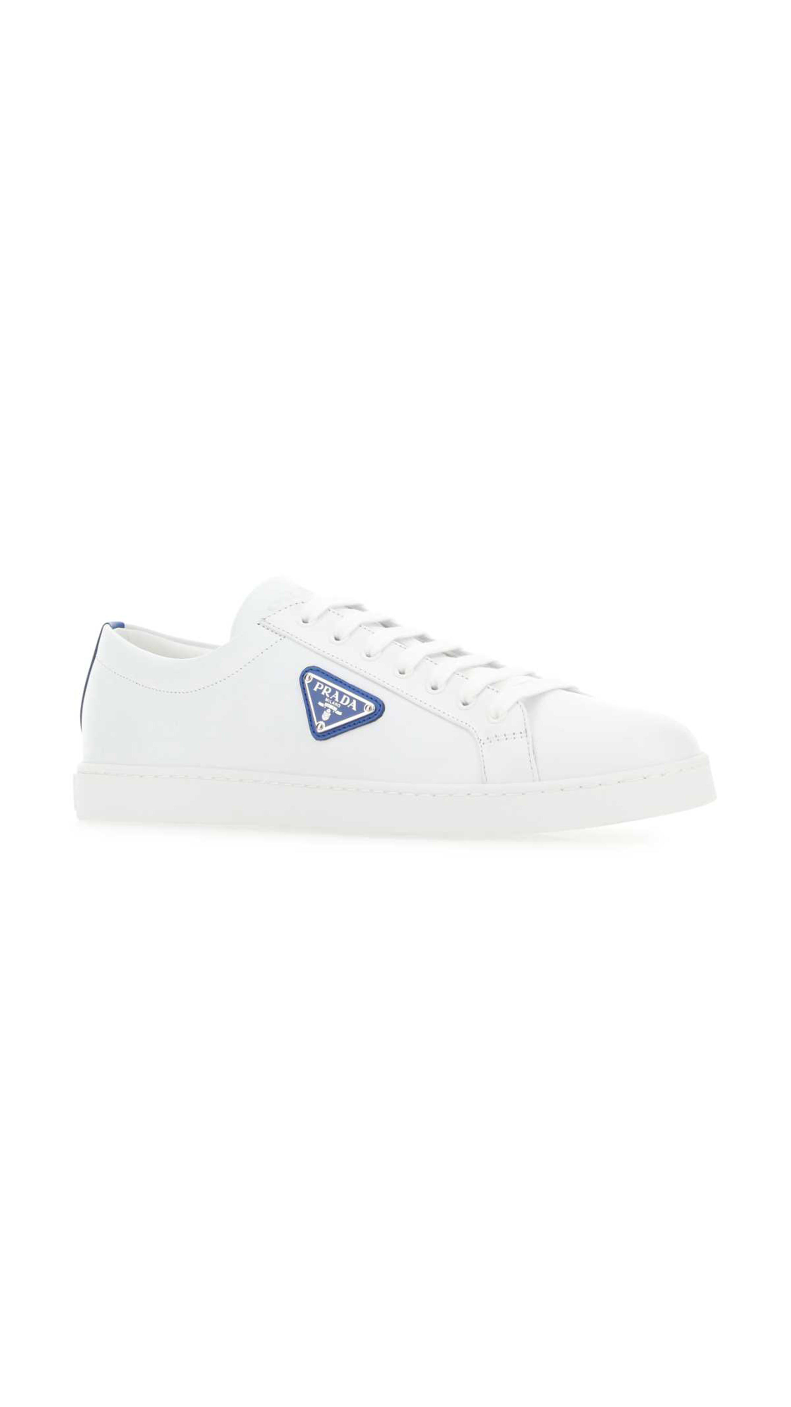 Brushed Leather Sneakers - White/Blue