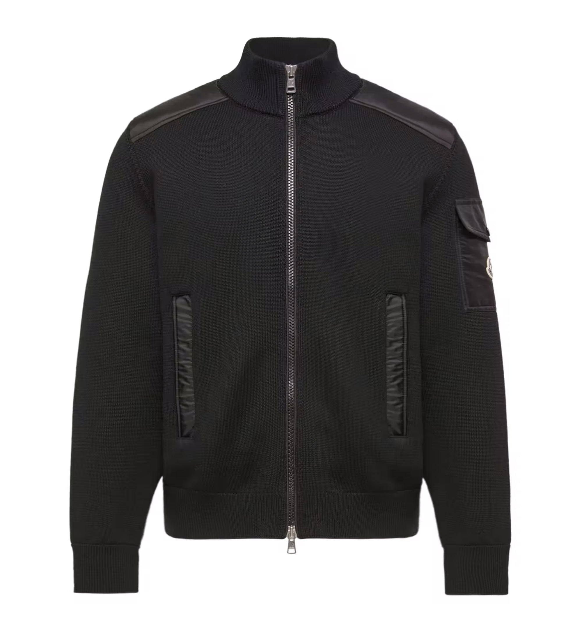 Padded Wool Zip-Up Cardigan