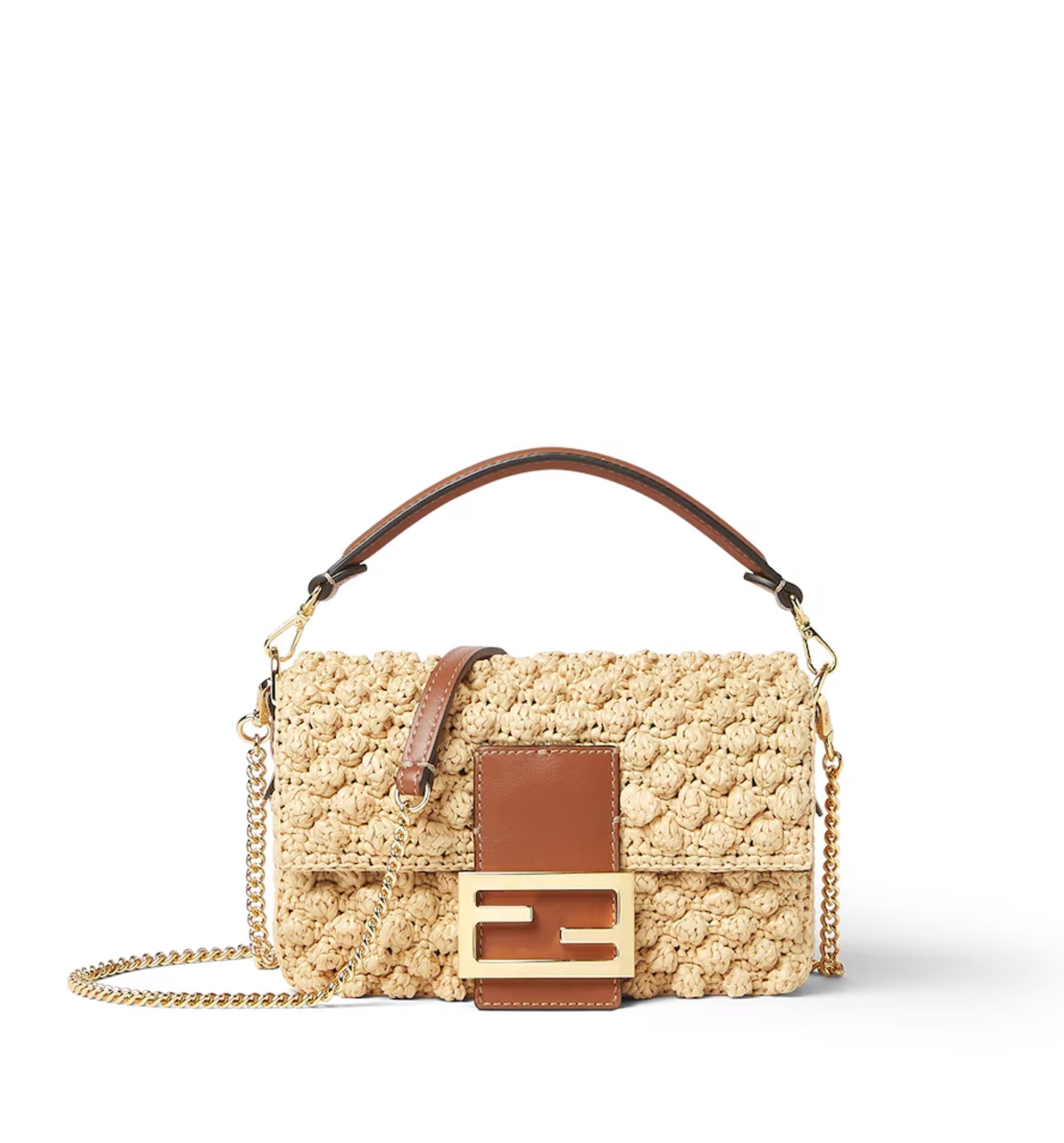 Baguette® Mini raffia crossbody bag