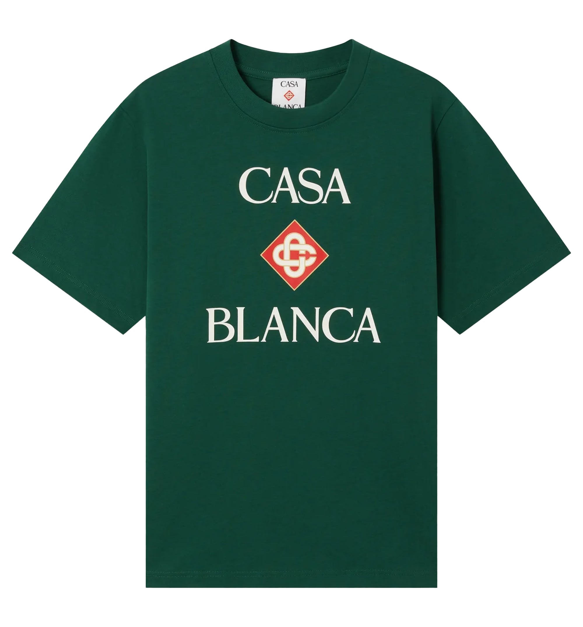 Green Casablanca Diamond Logo Short Sleeve T‑Shirt
