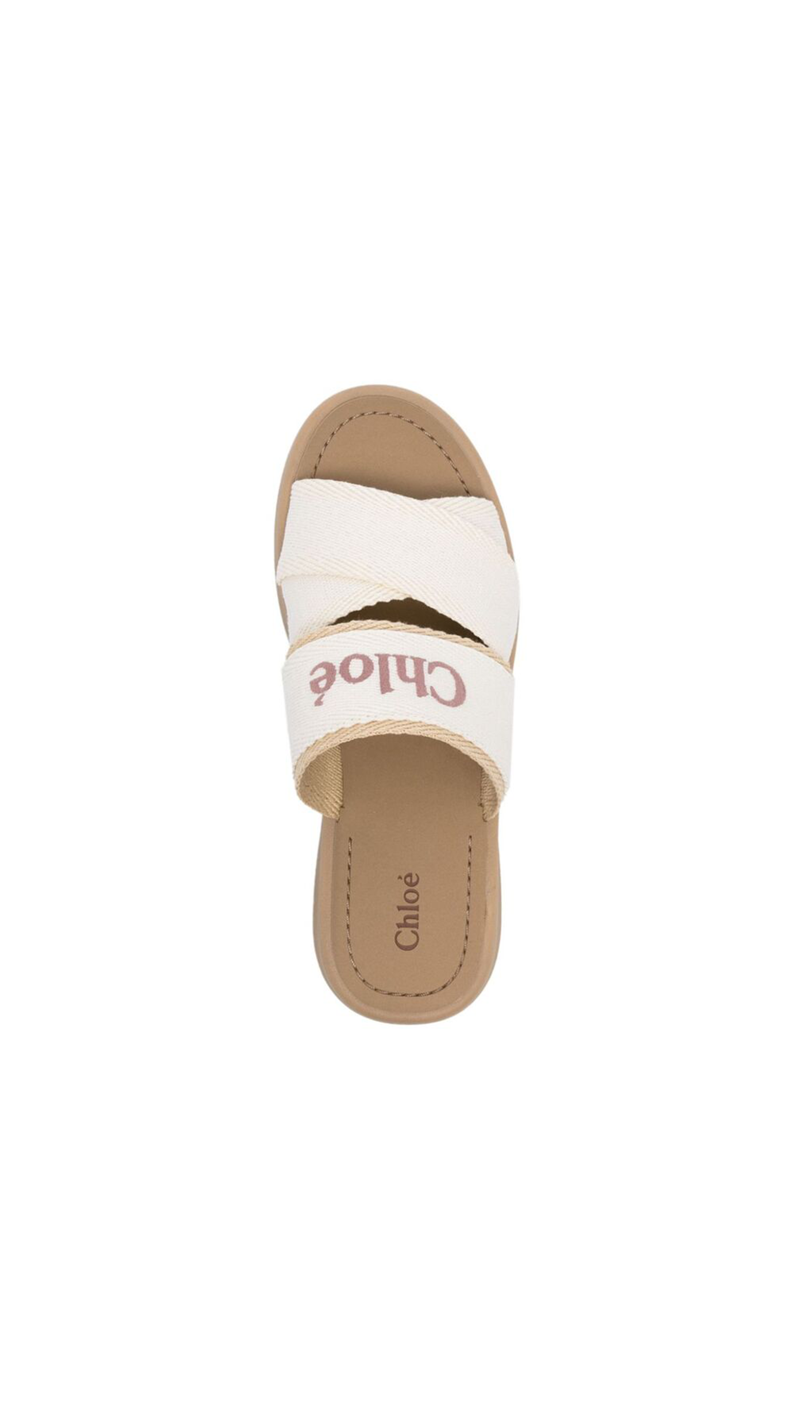 Mila Linen Slides - White/Beige