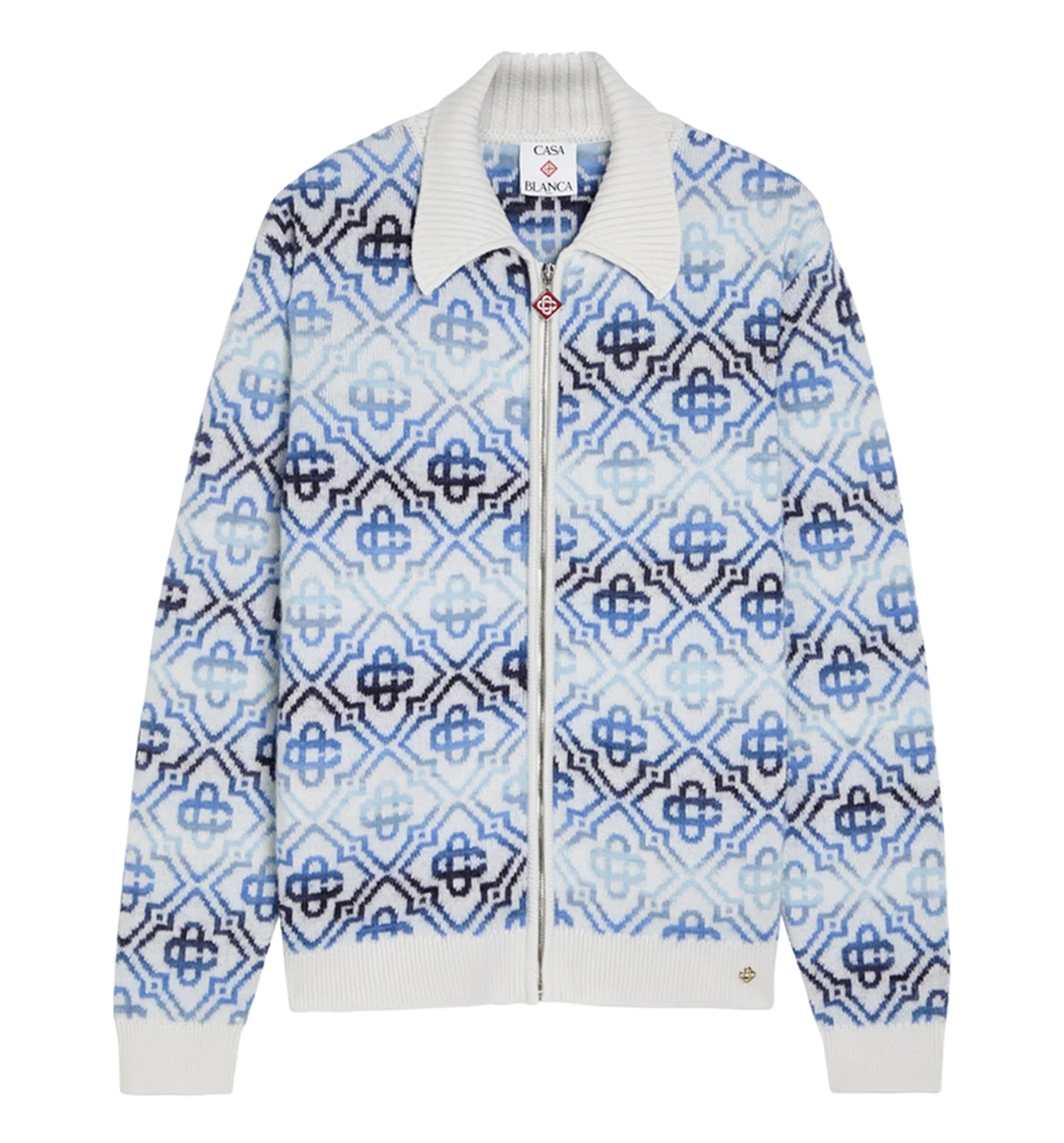 Space Dye Monogram Long Sleeve Merino Cardigan