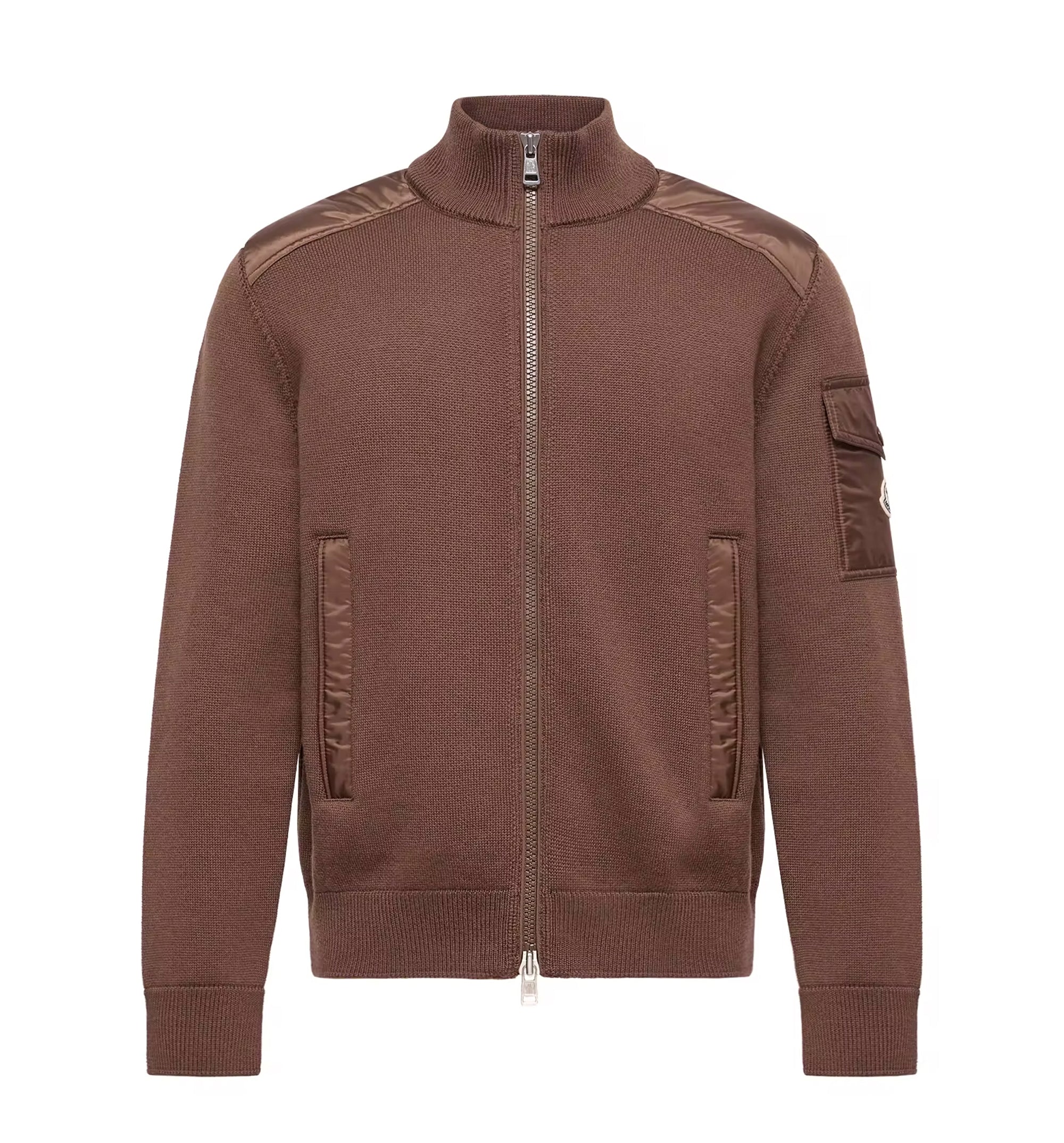 Padded Wool Zip-Up Cardigan
