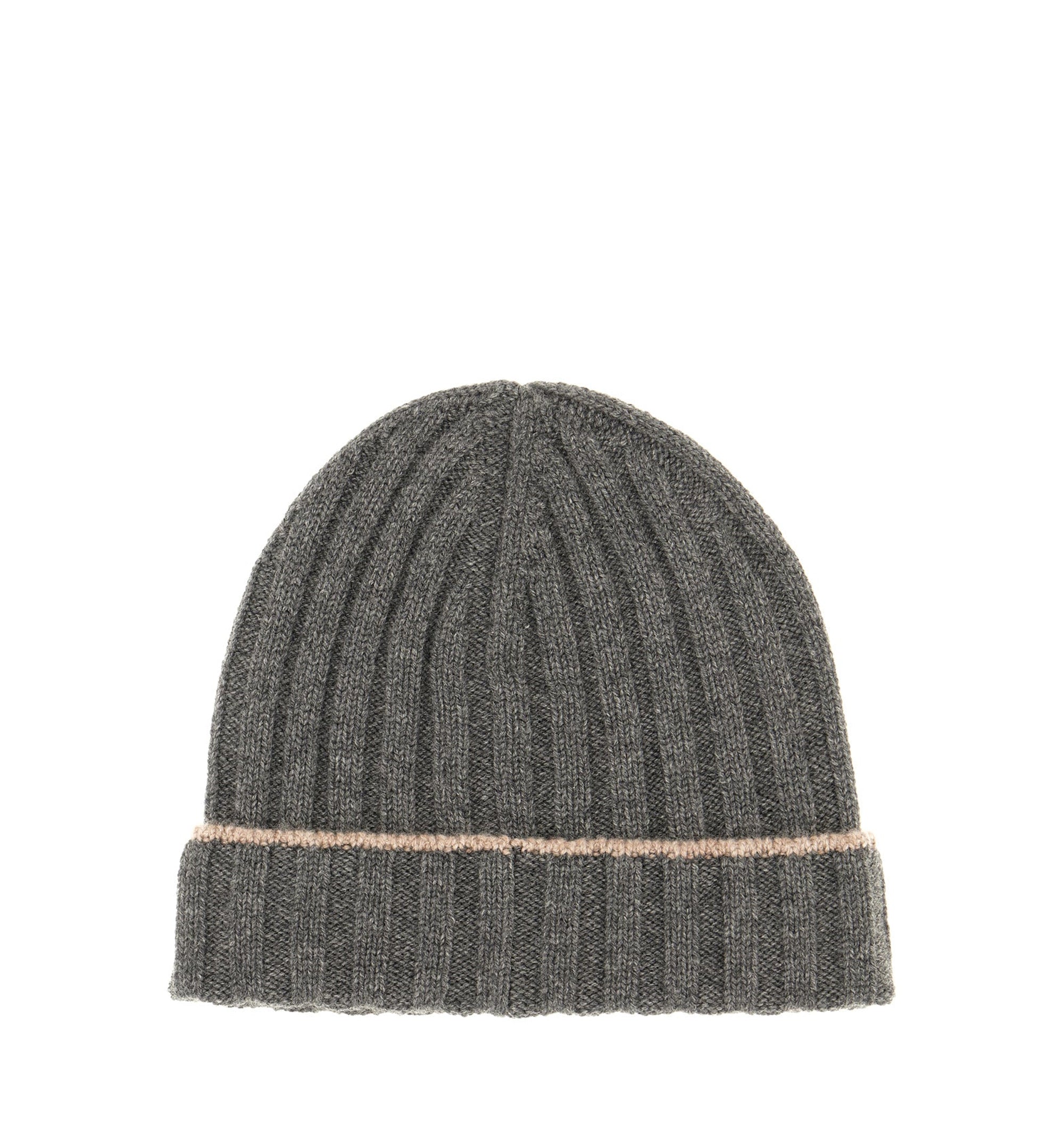 Ribbed-knit cashmere beanie hat