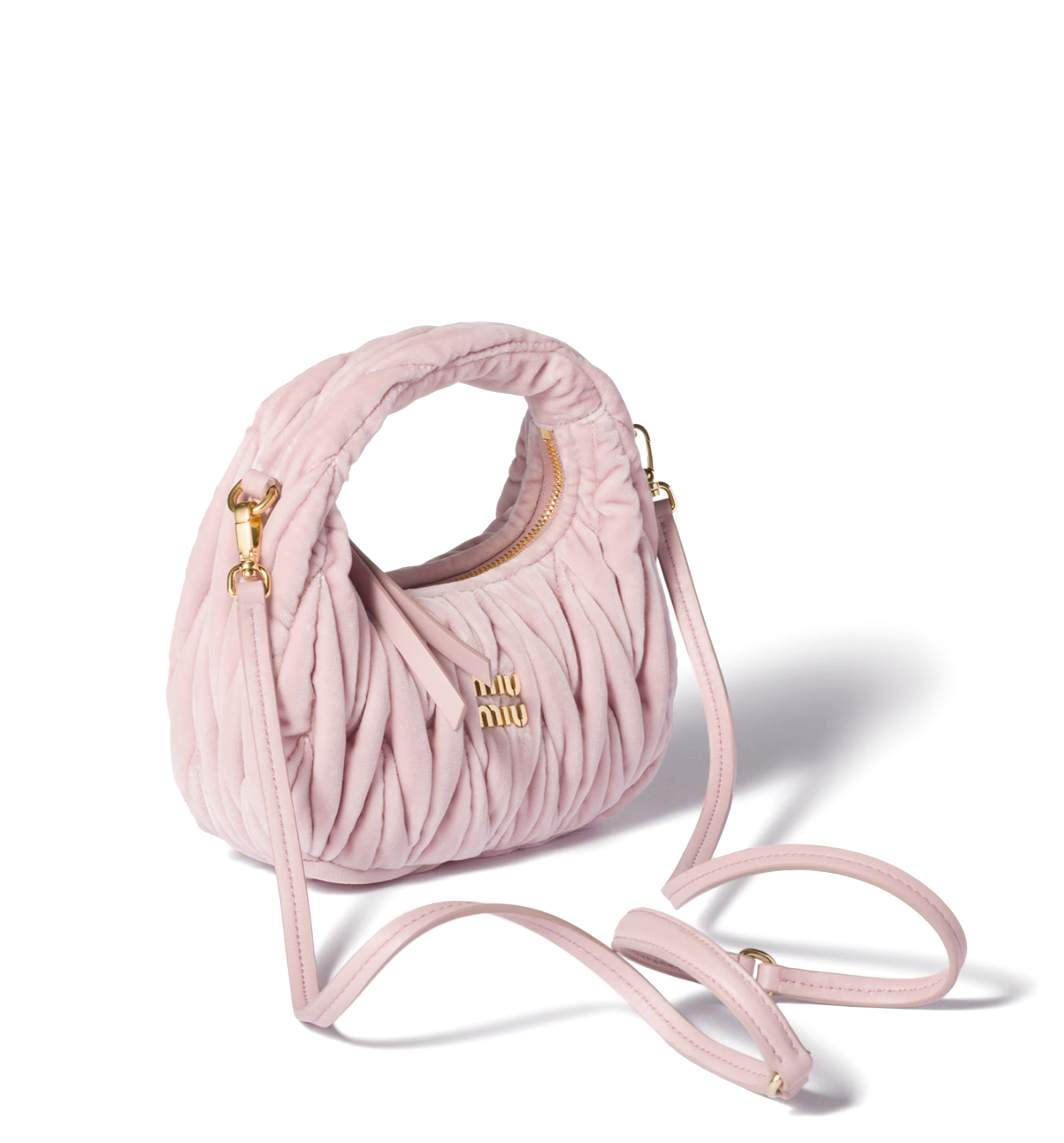 Wander matelassé velvet mini-bag