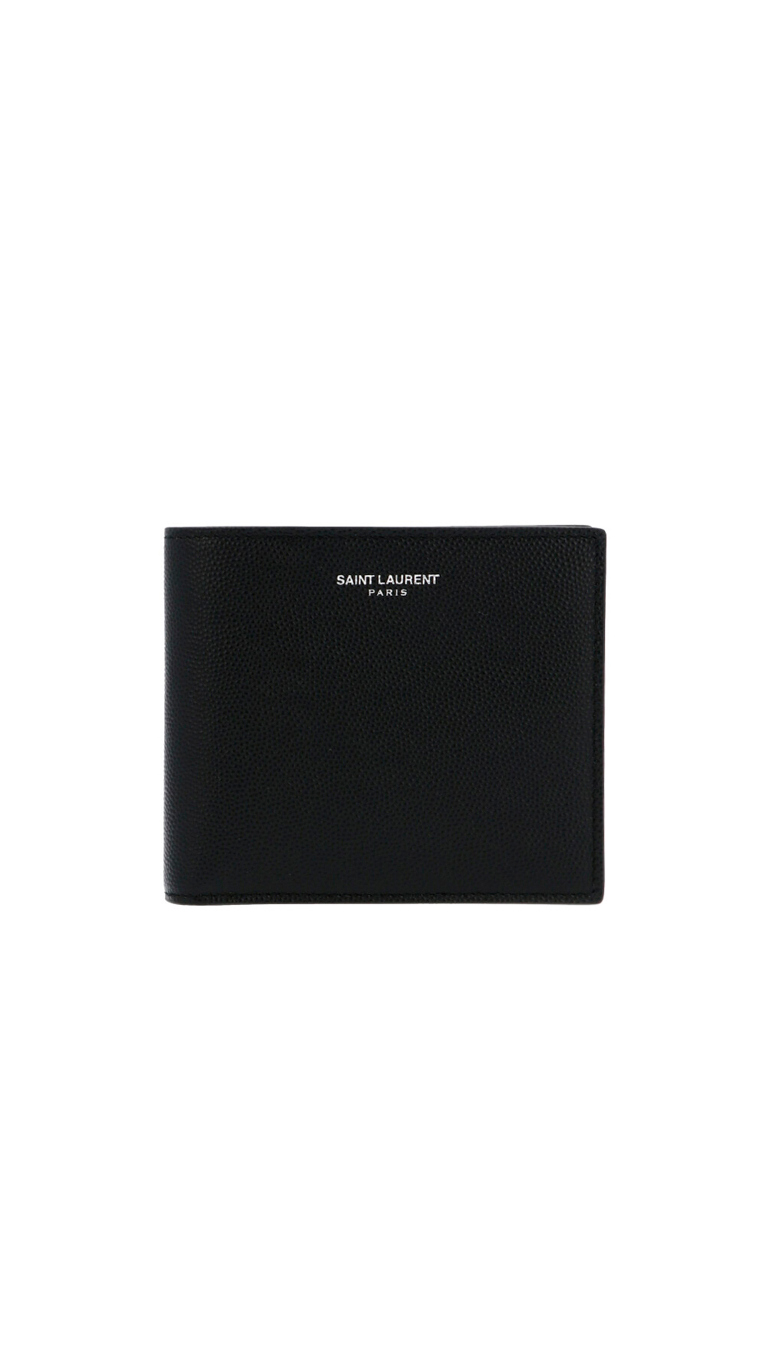 East/West Wallet With Coin Purse In Grain De Powder Embossed Leather - Black