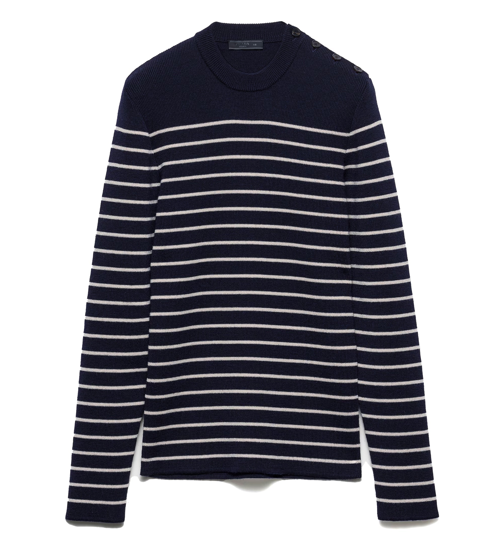 Striped Superfine Wool Crew-neck Sweater