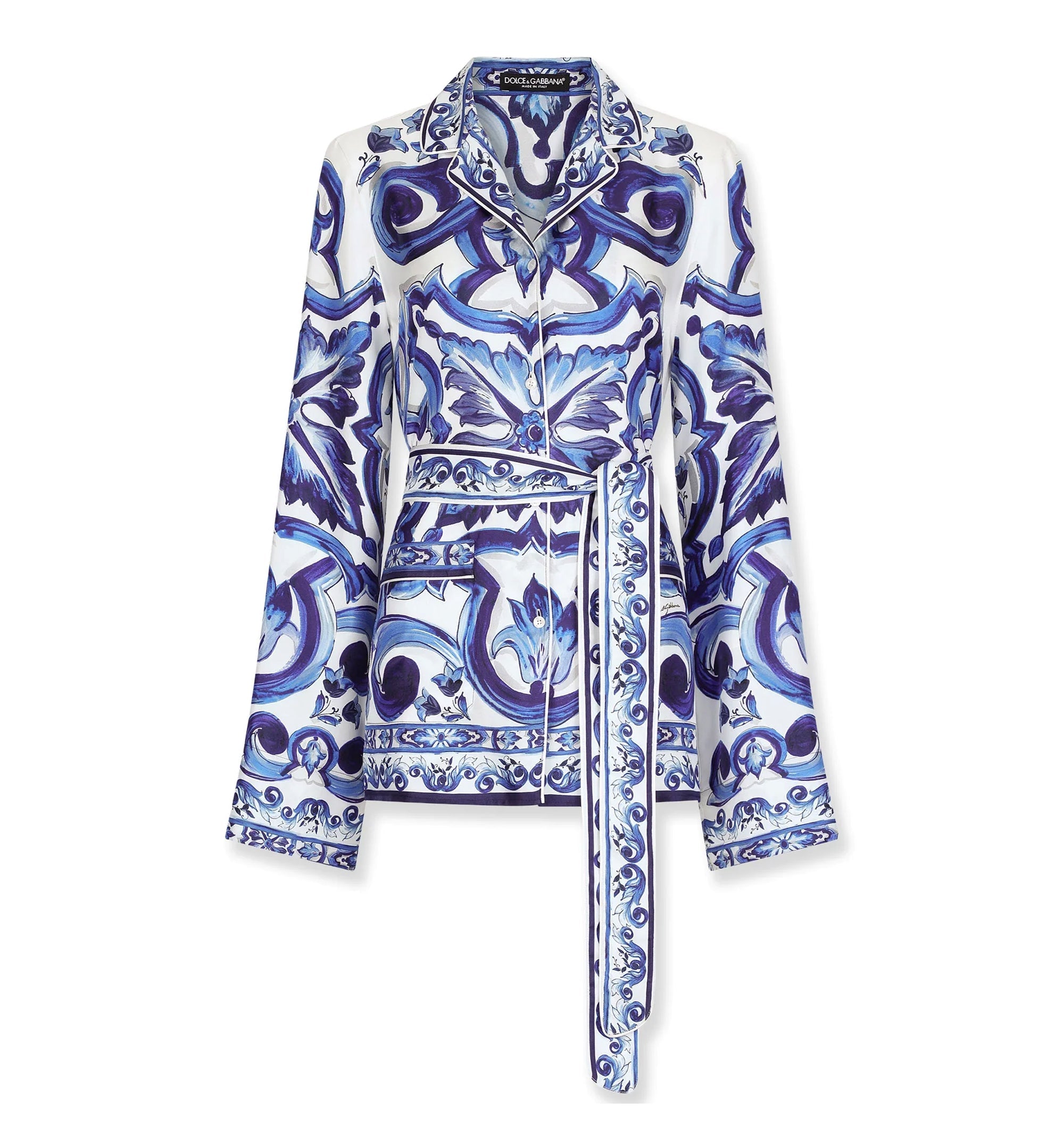 Majolica-Print Twill Pajama Shirt
