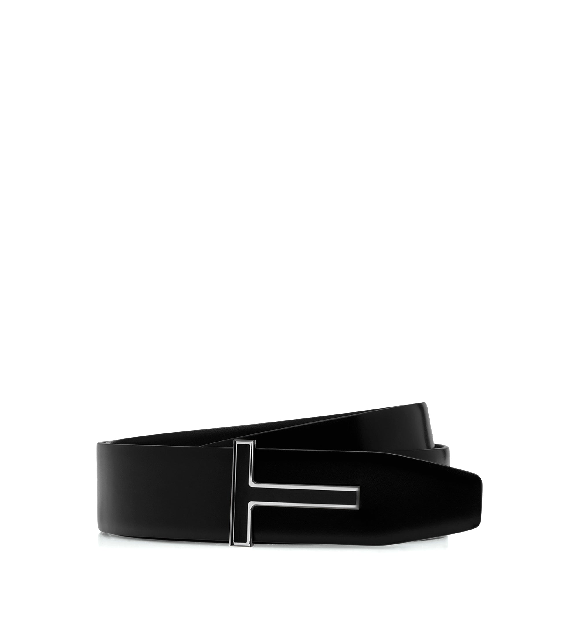 Smooth Leather Enamel Buckle T Belt