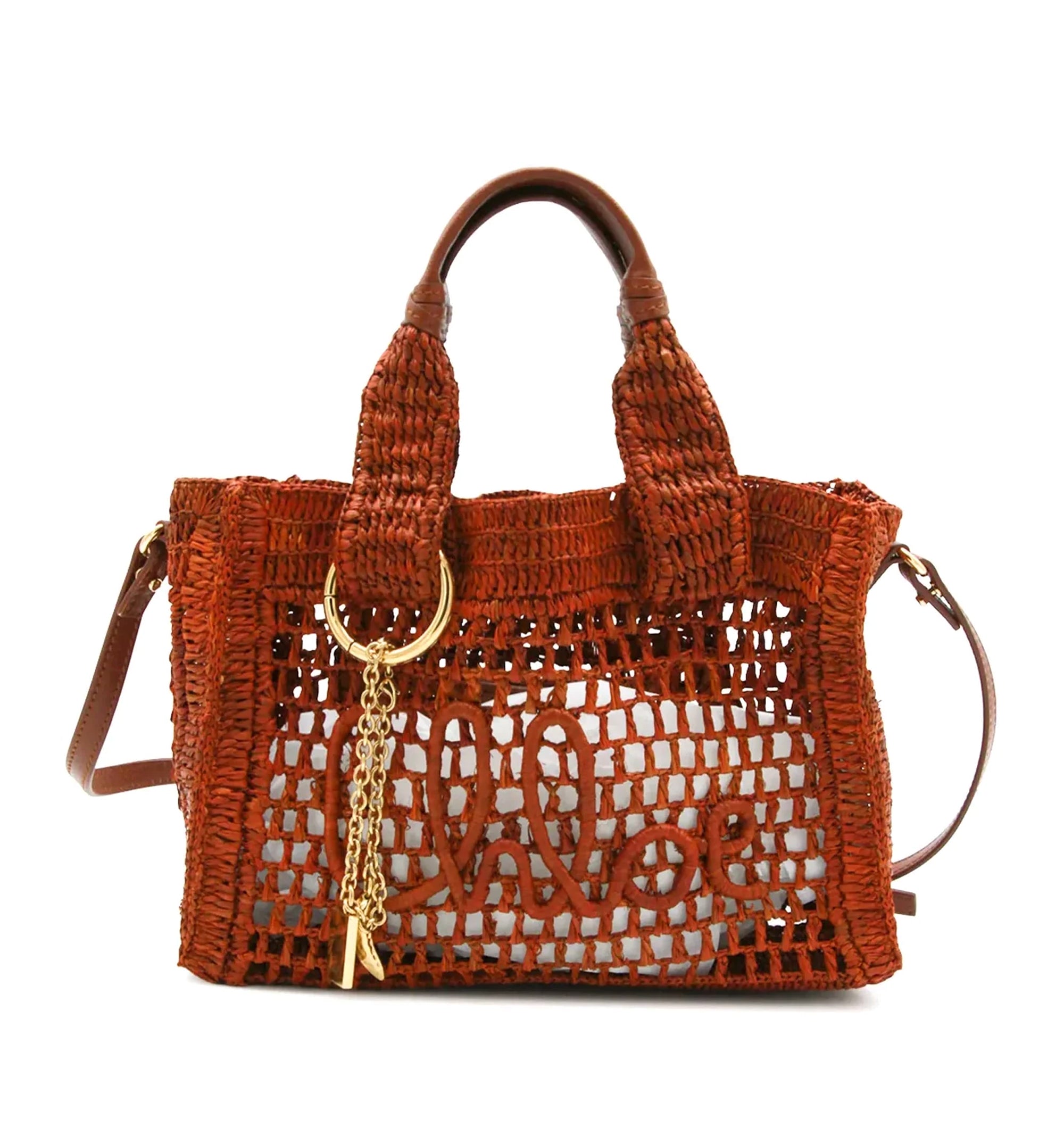 Small Summer Banana east-west tote bag with strap in raffia