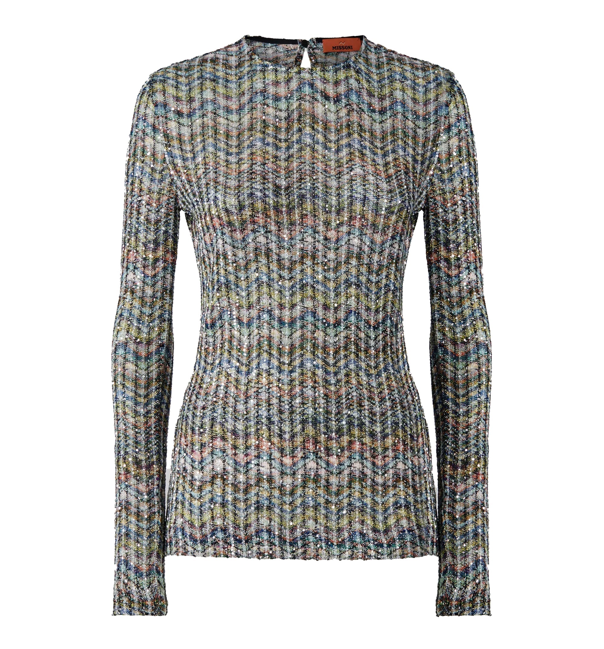 Long-sleeve viscose-blend sweater with sequins