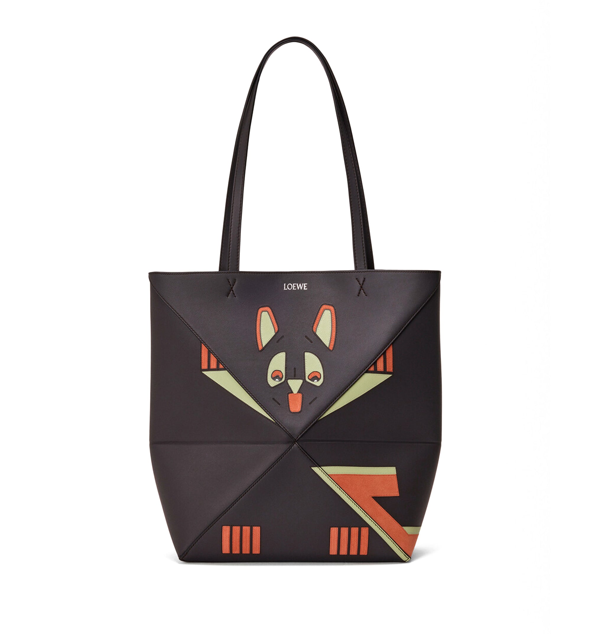 Futurist Cat Medium Puzzle Fold Tote In Nappa Calfskin