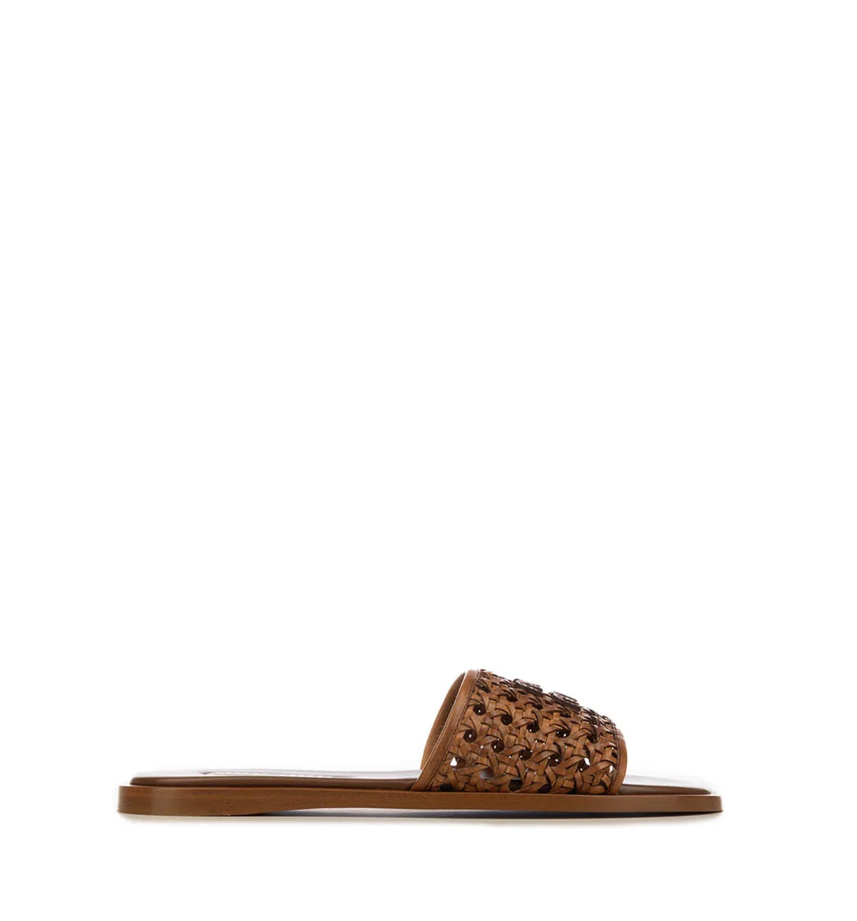 Woven leather slides