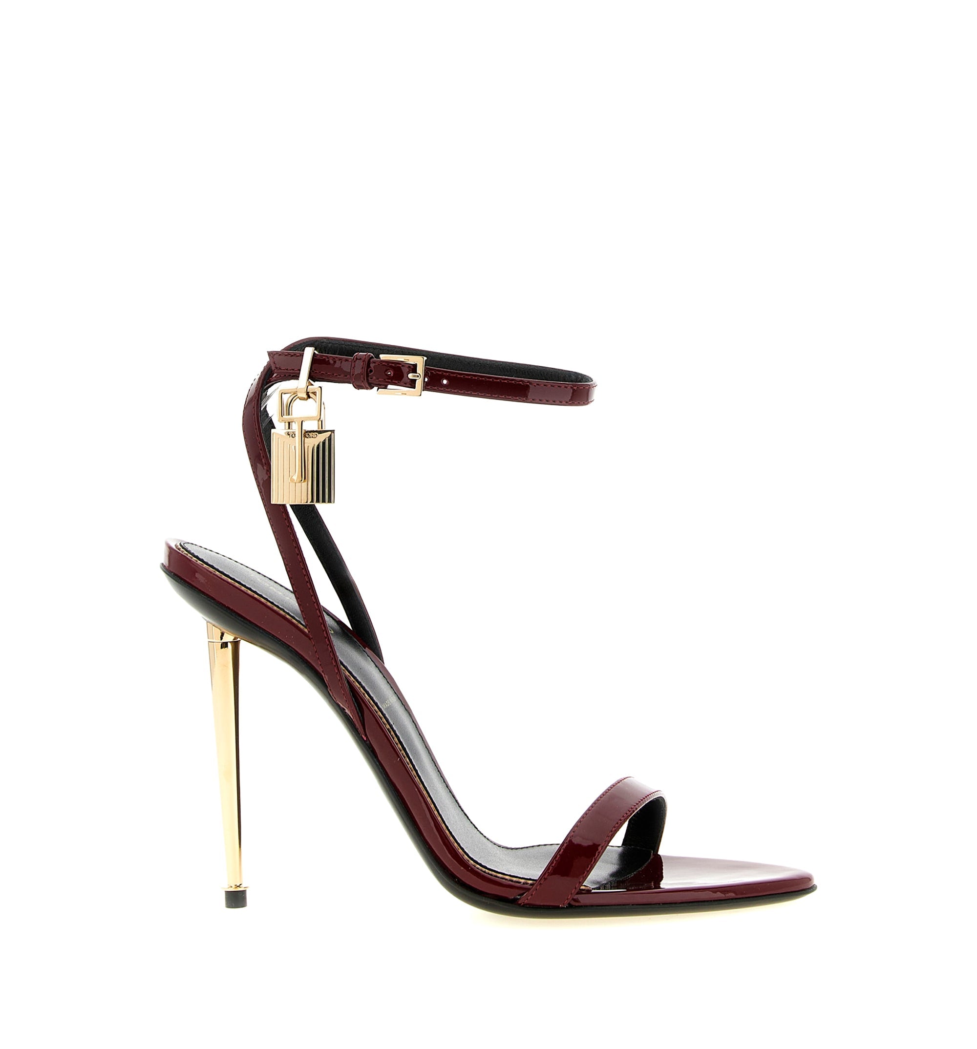 Patent Leather Sandals With Iconic Metal Padlock