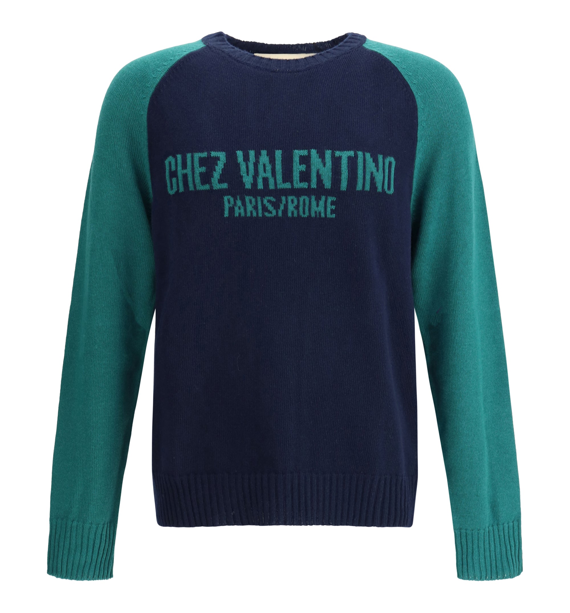 Wool And Cotton Sweater With Chez Valentino Jacquard Pattern