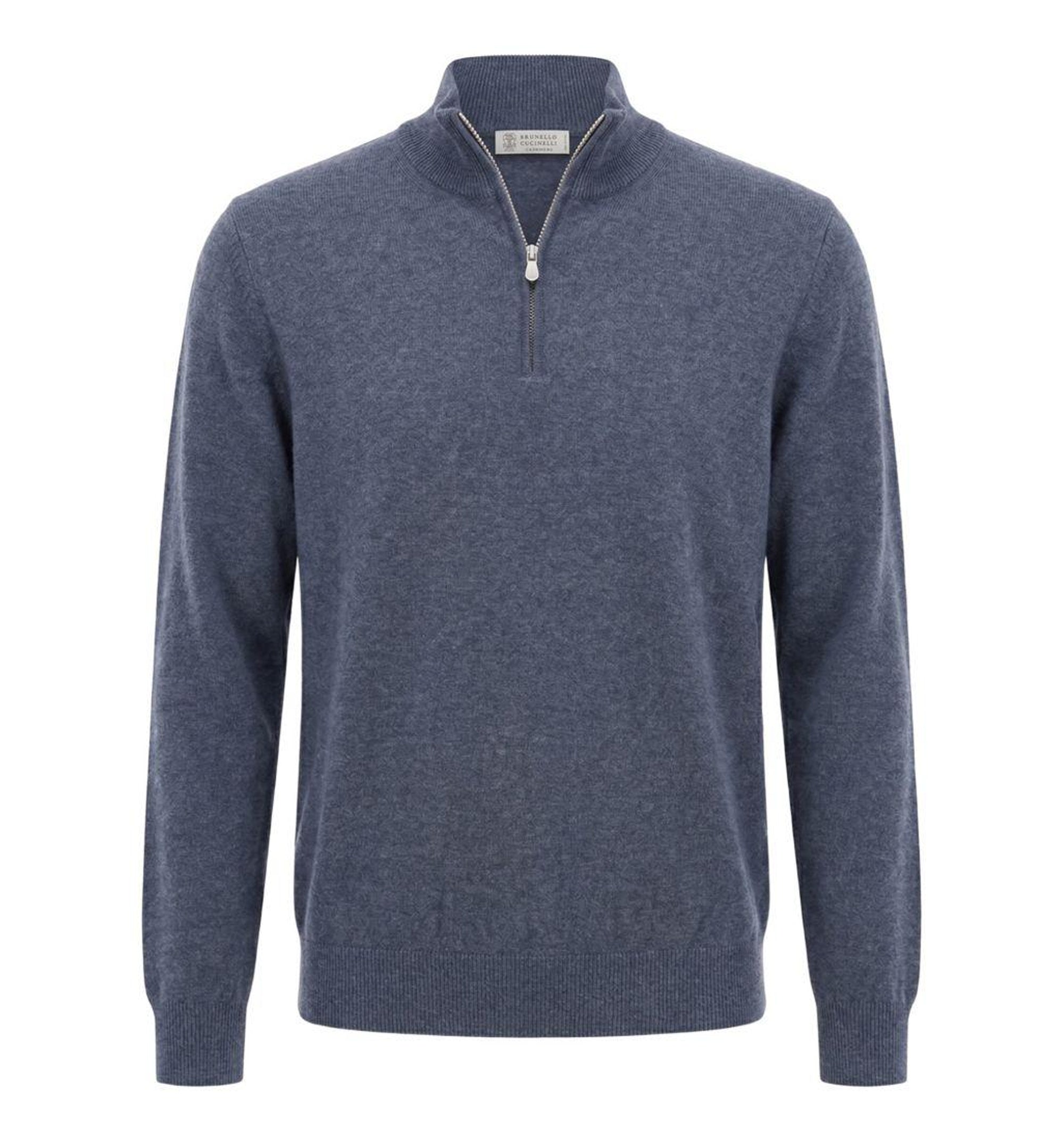 Cashmere sweater with half zip