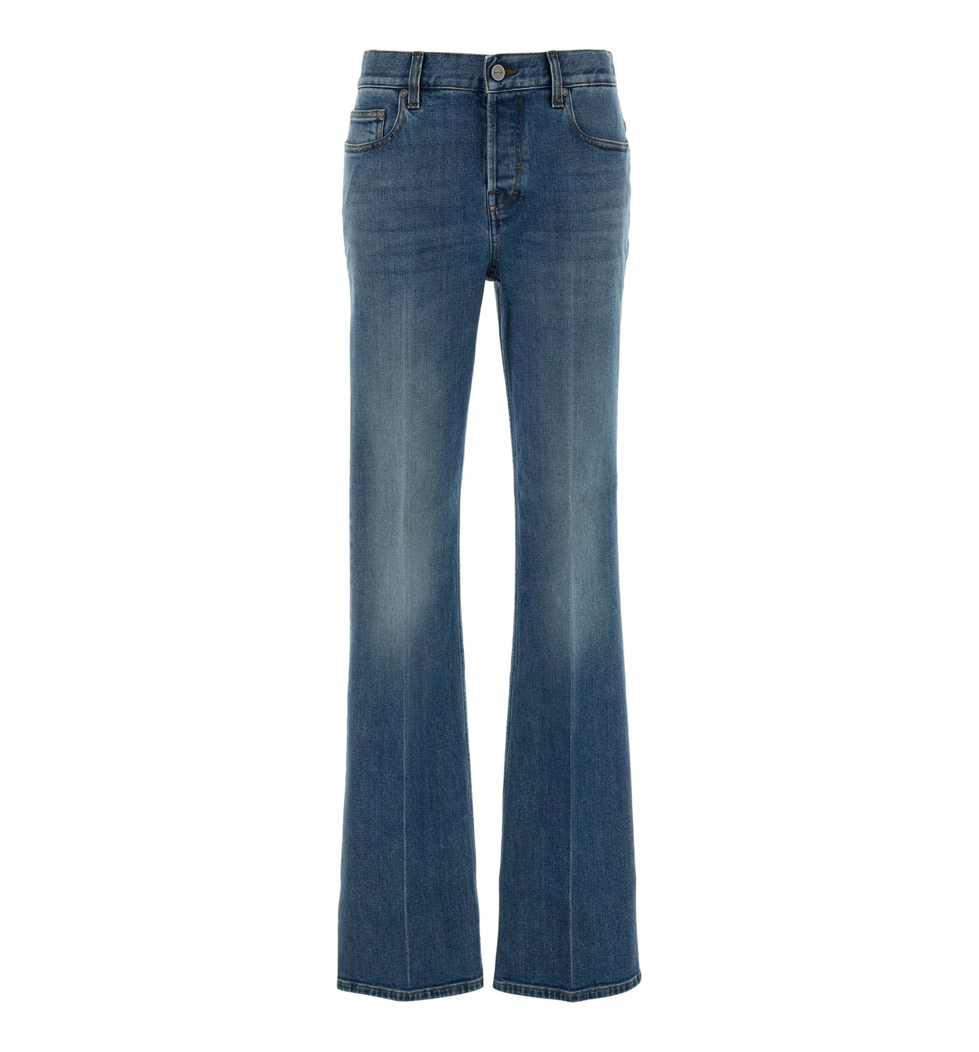 Flared stretch cotton denim pants