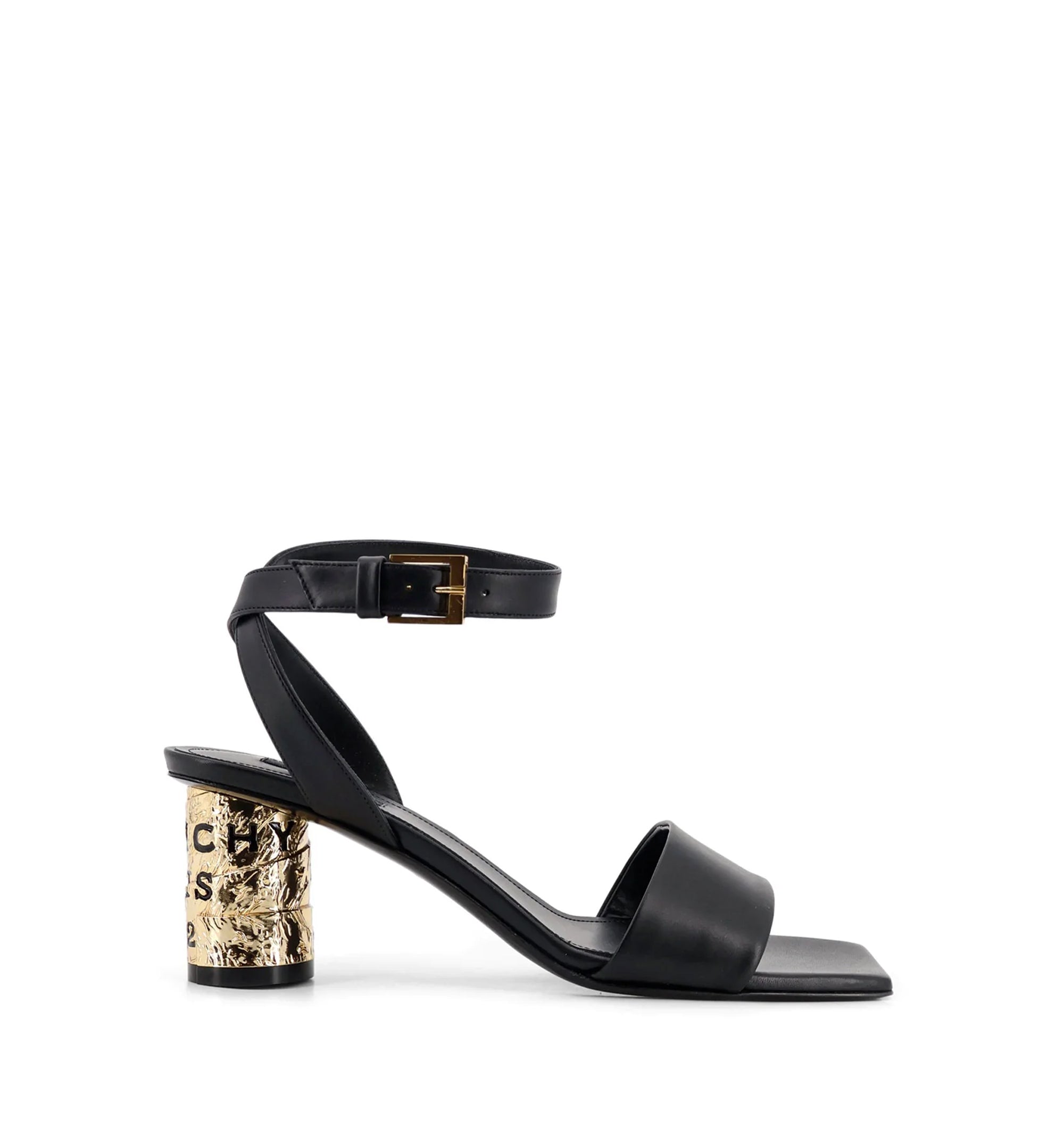 Tape Leather Heeled Sandals