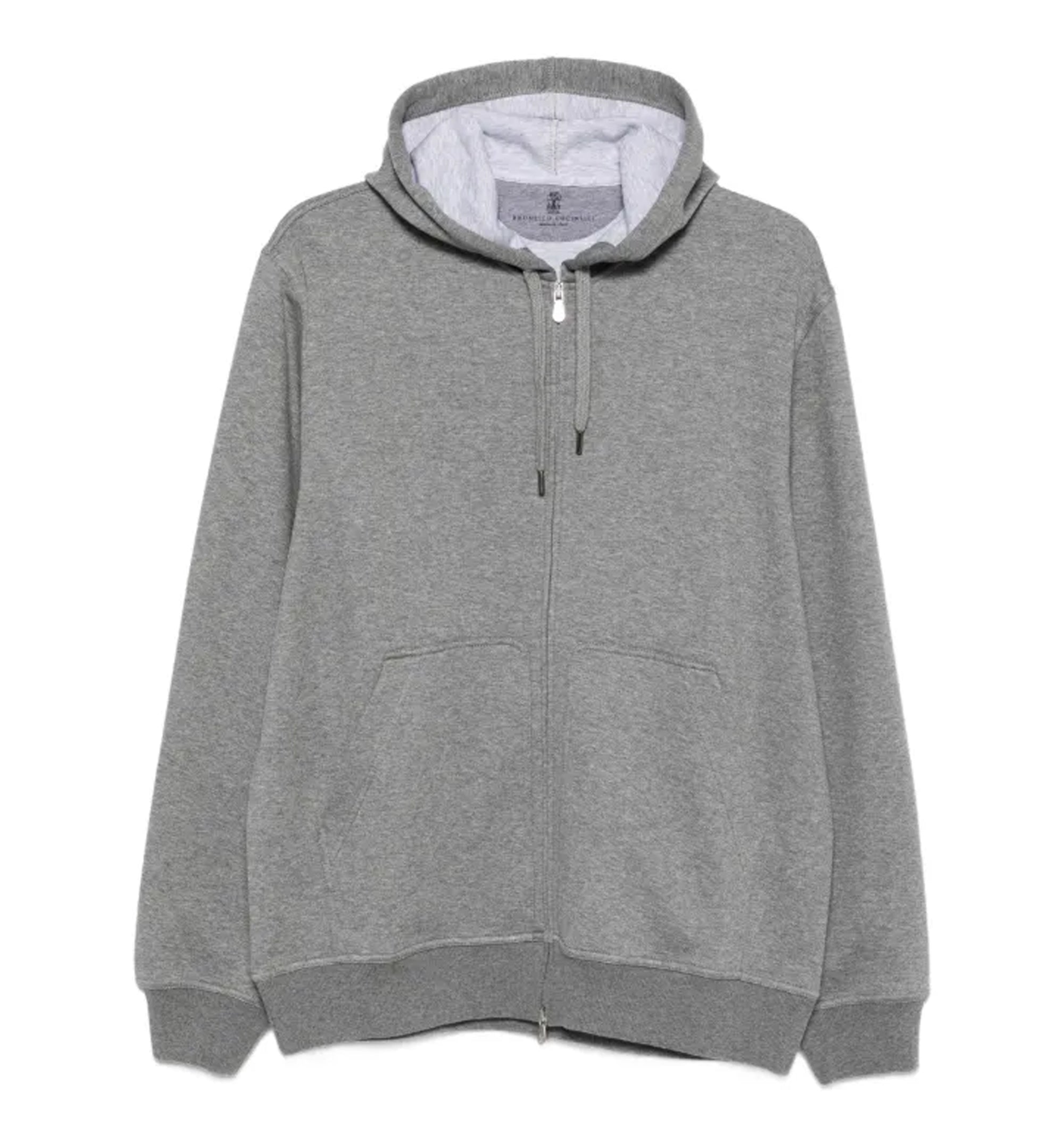 Cotton, cashmere and silk French terry double cloth hooded sweatshirt with zipper