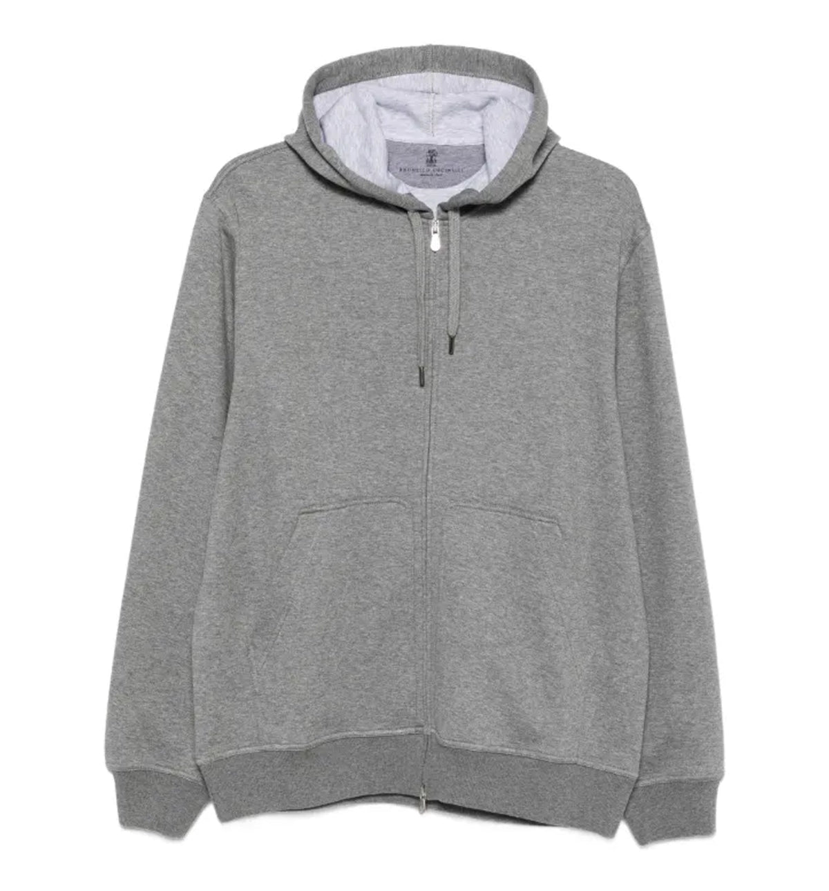 Cotton, cashmere and silk French terry double cloth hooded sweatshirt with zipper