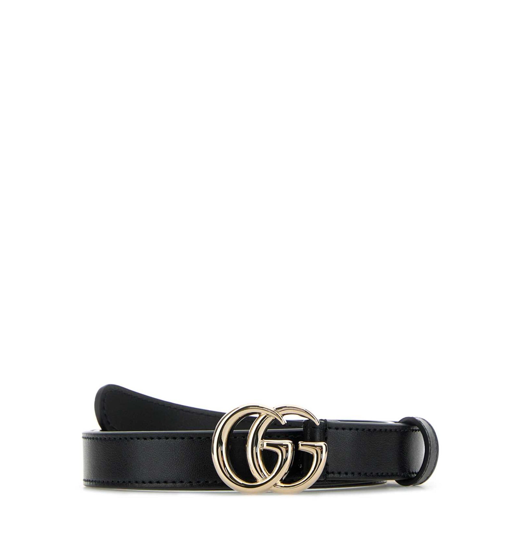 GG Marmont Thin Belt In Black Leather