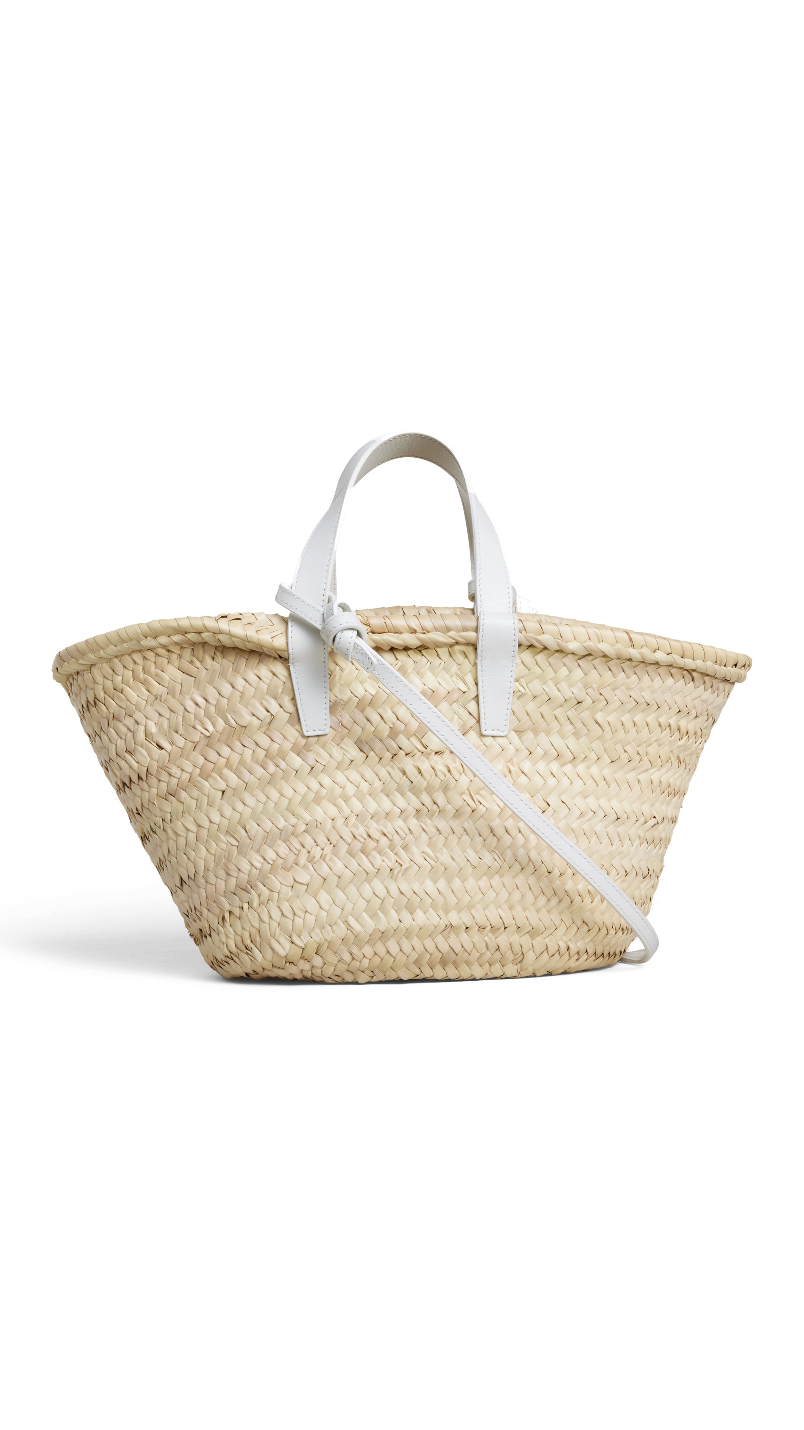 Teen Triomphe Classic Panier in Palm Leaves and Calfskin - White