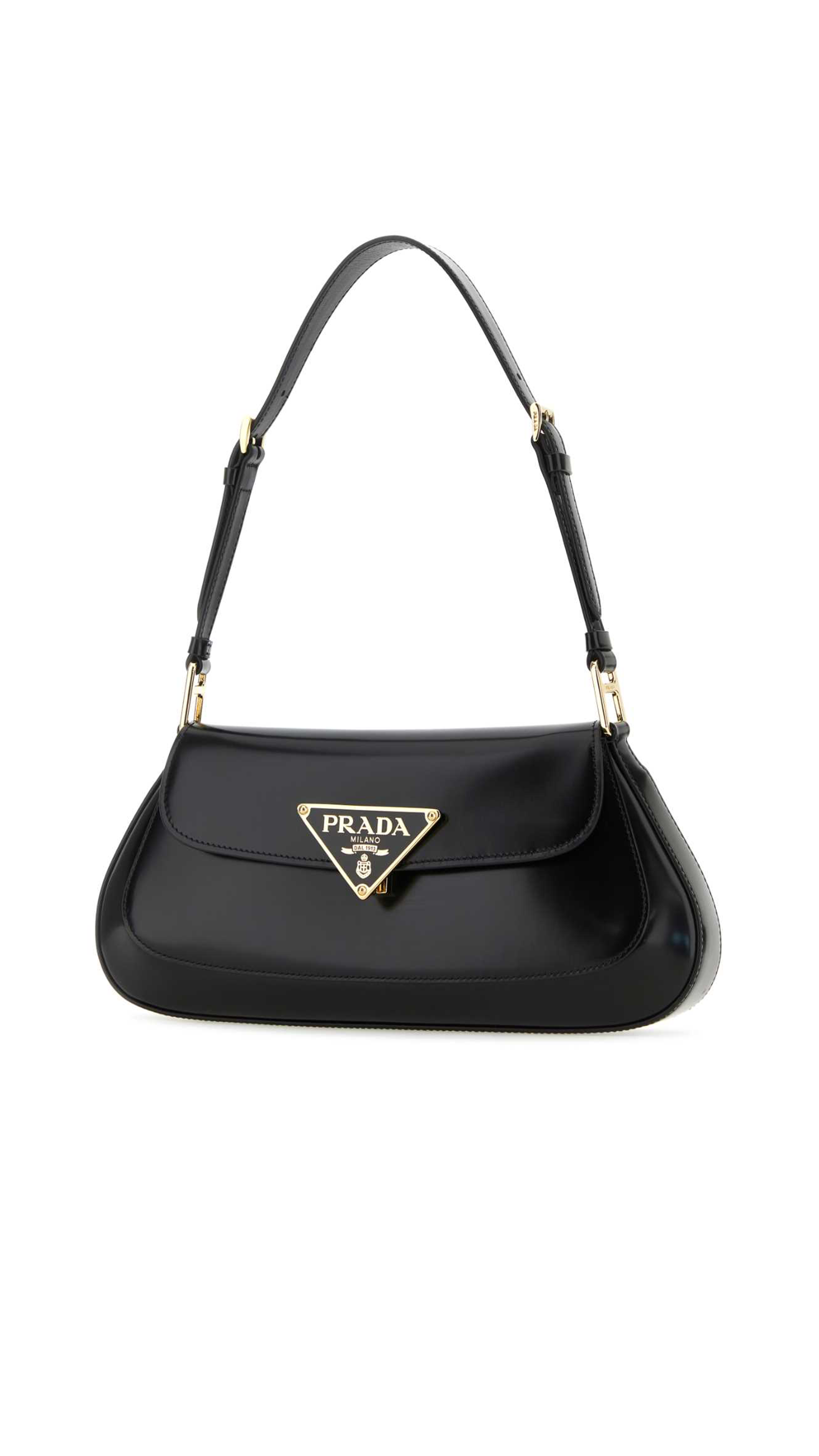 Brushed Leather Shoulder Bag - Black