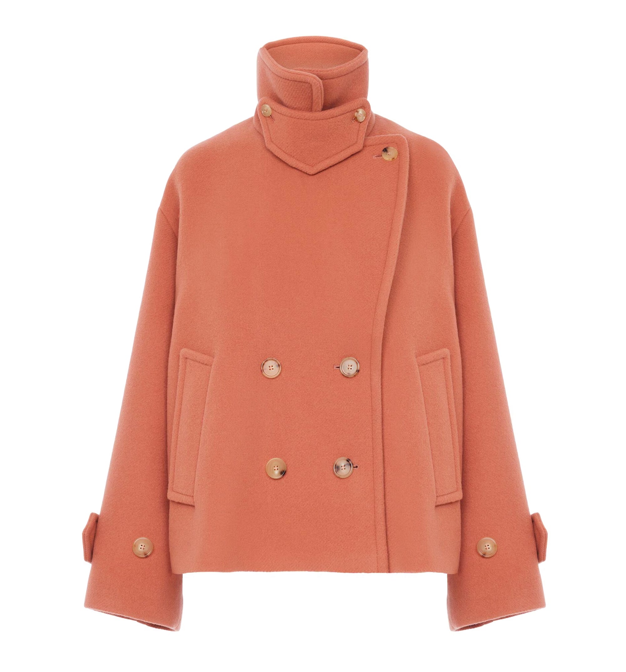 Oversized short coat in wool